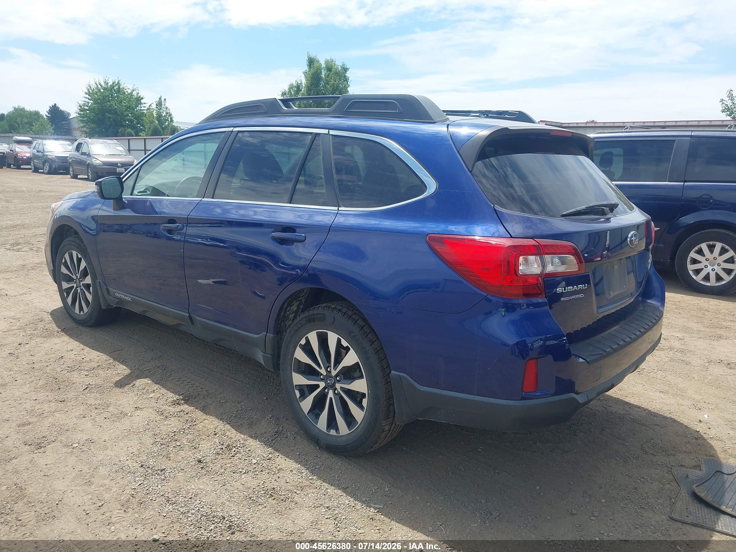 2015 Subaru Outback 2.5i Limited Blue vin: 4S4BSALCXF3217301