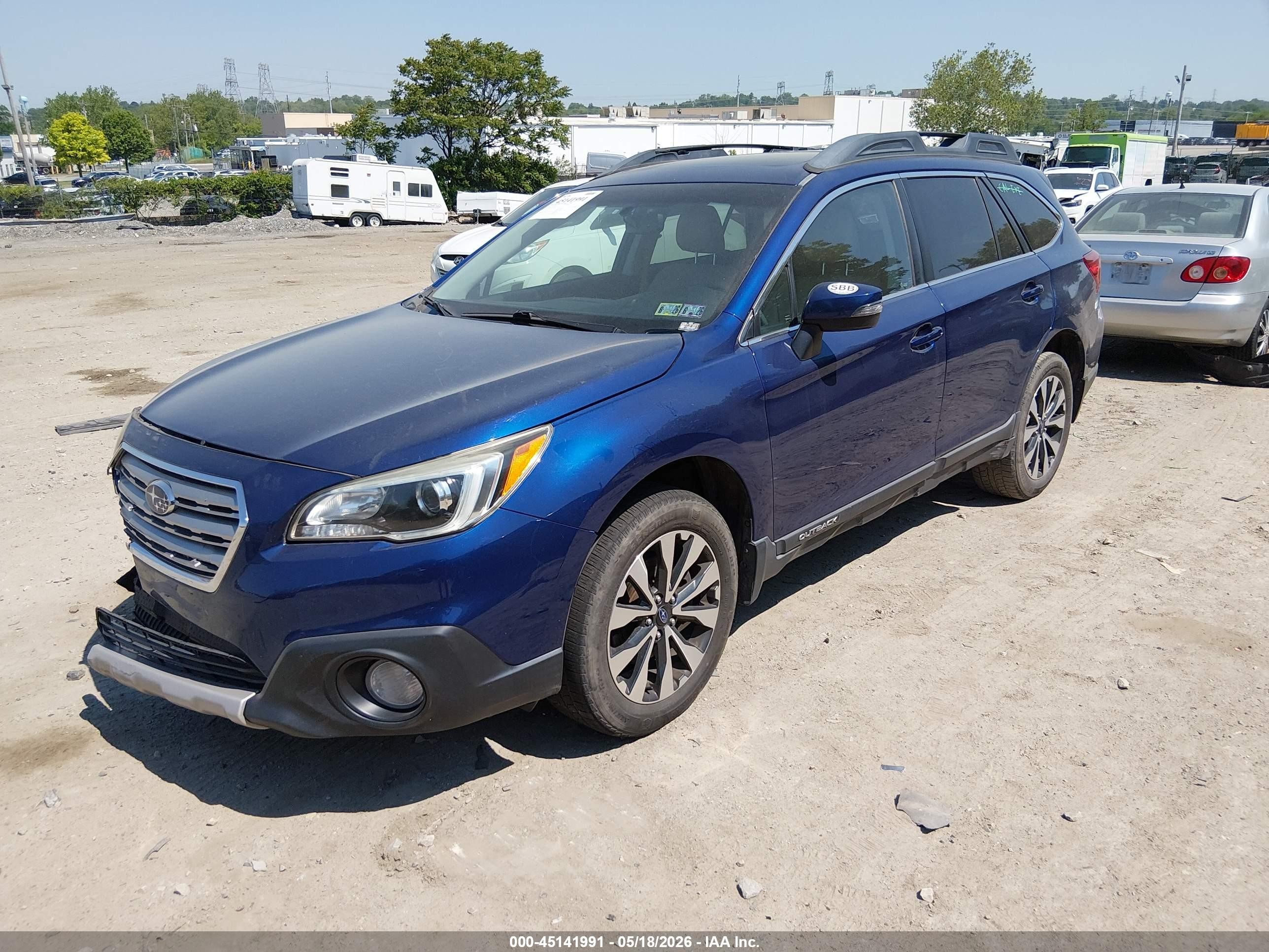 2015 Subaru Outback 2.5i Limited Blue vin: 4S4BSALCXF3221543