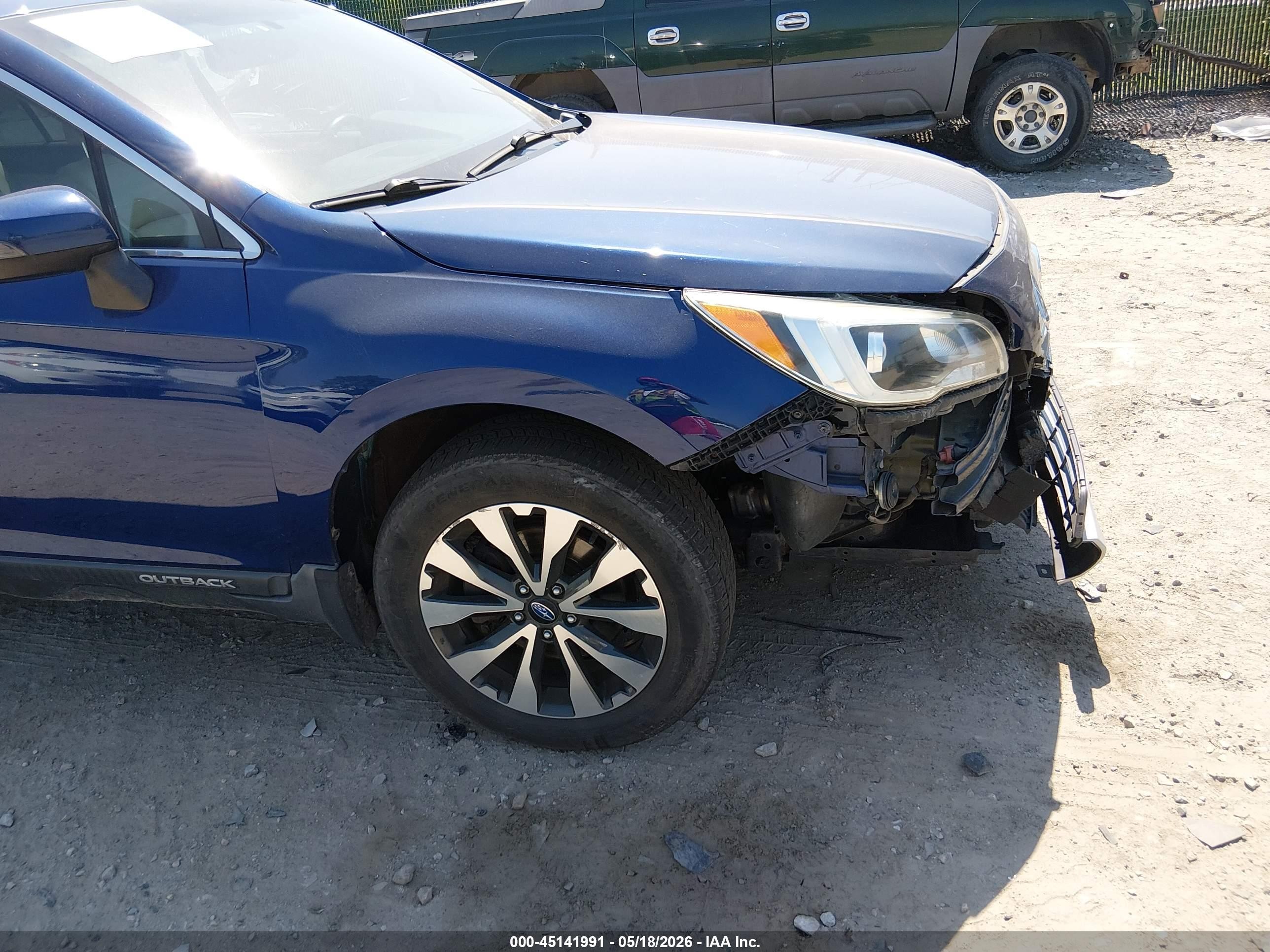 2015 Subaru Outback 2.5i Limited Blue vin: 4S4BSALCXF3221543