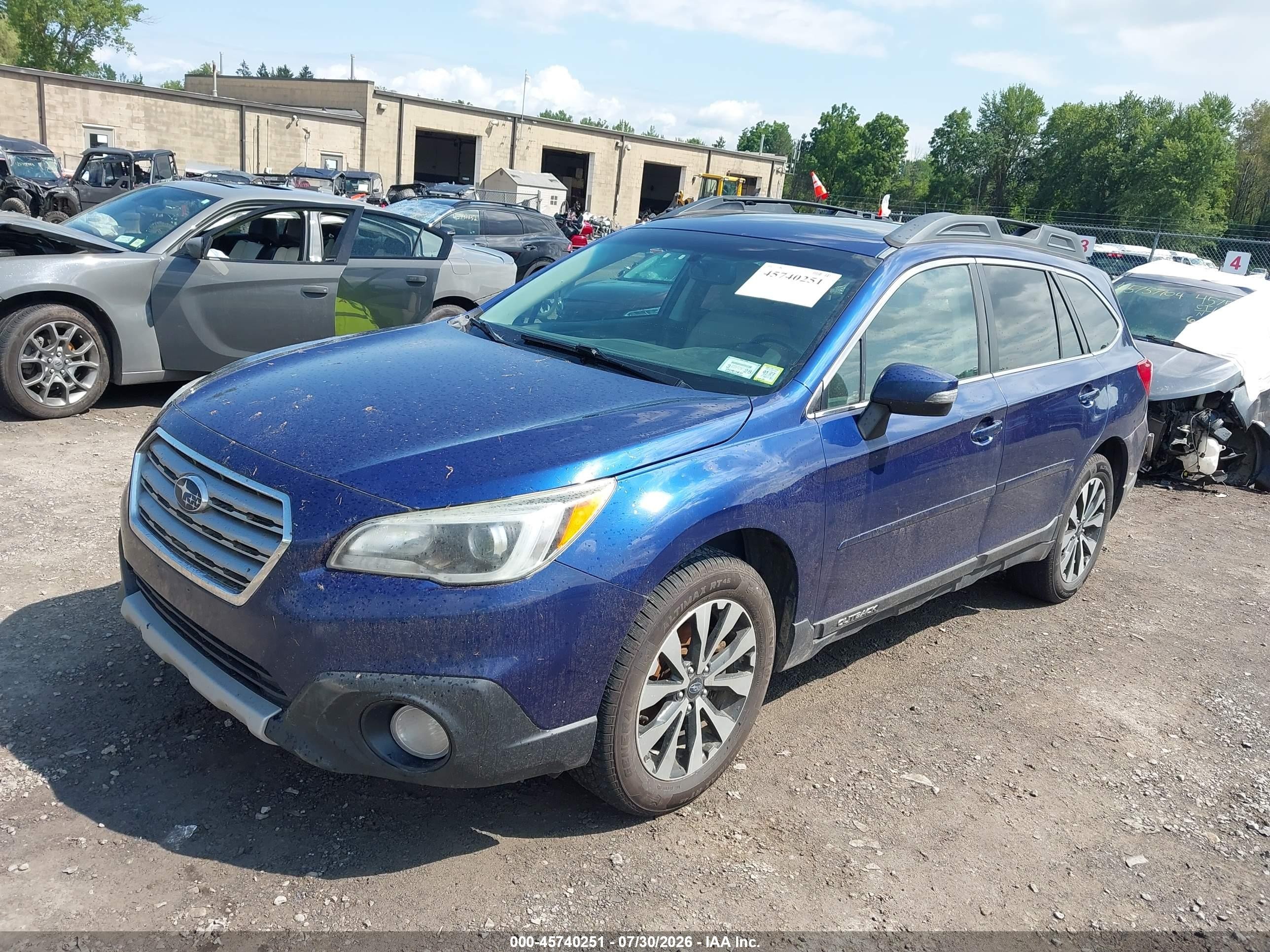 2015 Subaru Outback 2.5i Limited Blue vin: 4S4BSALCXF3225527