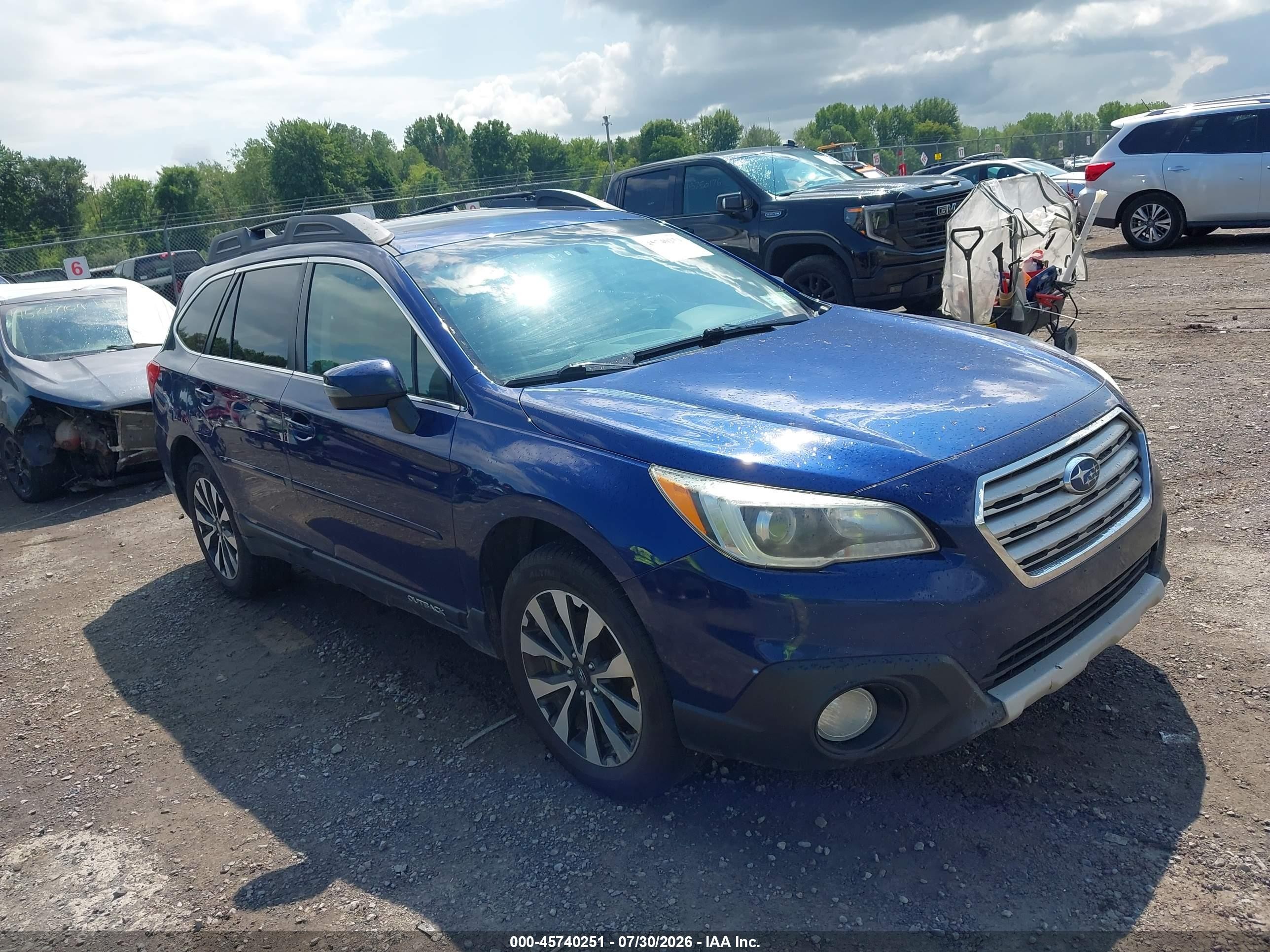 2015 Subaru Outback 2.5i Limited Blue vin: 4S4BSALCXF3225527
