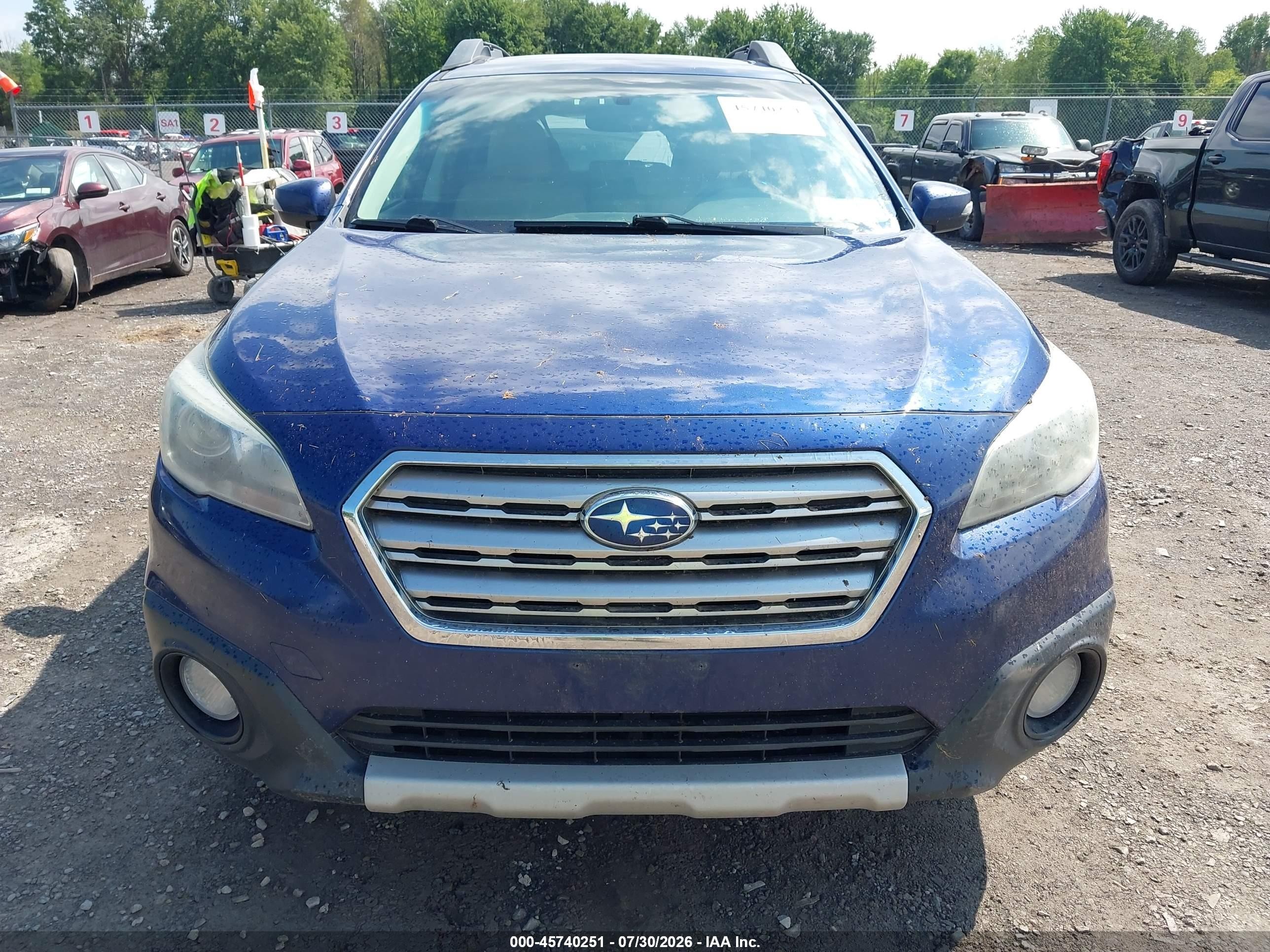 2015 Subaru Outback 2.5i Limited Blue vin: 4S4BSALCXF3225527