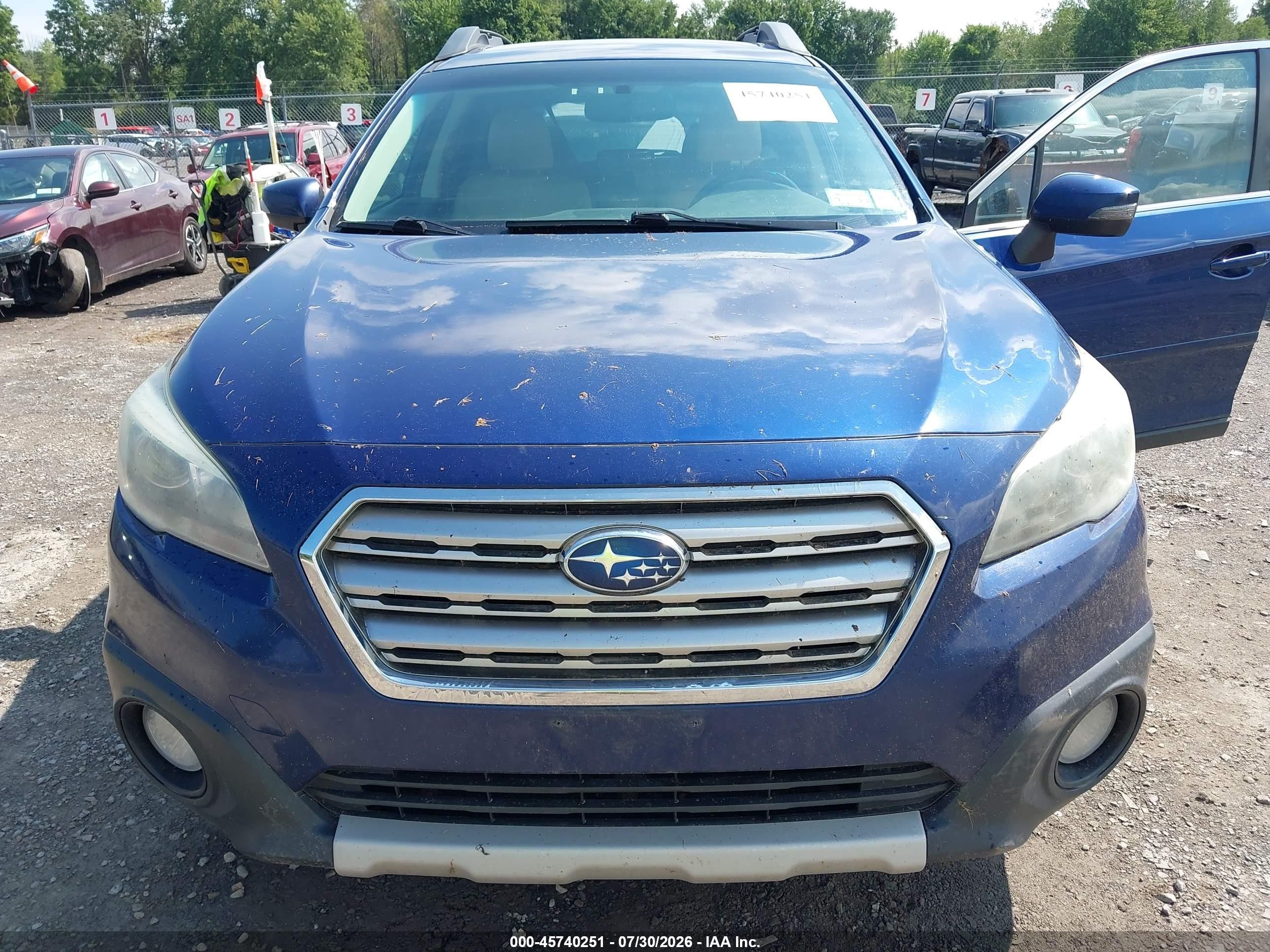 2015 Subaru Outback 2.5i Limited Blue vin: 4S4BSALCXF3225527
