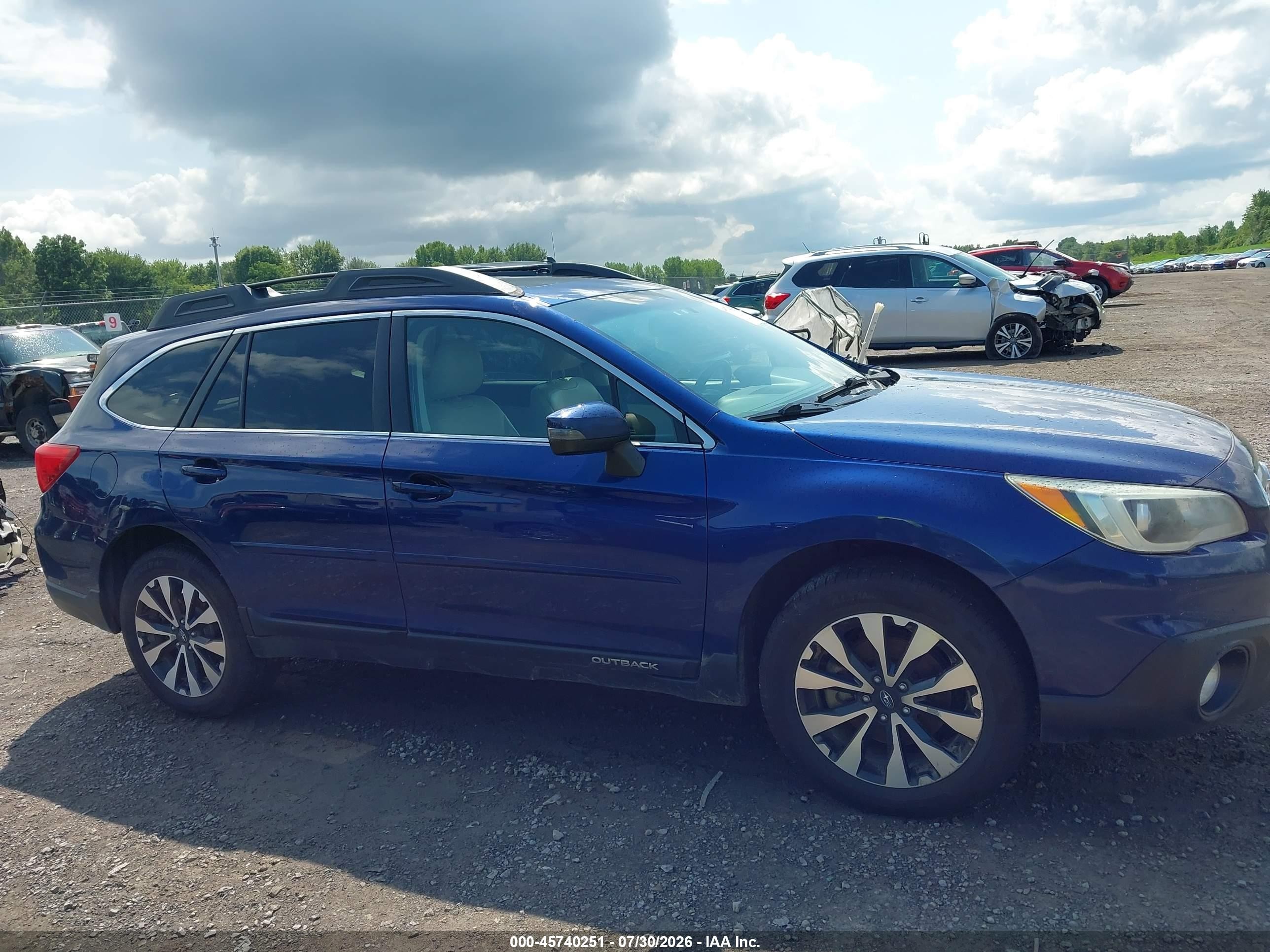 2015 Subaru Outback 2.5i Limited Blue vin: 4S4BSALCXF3225527