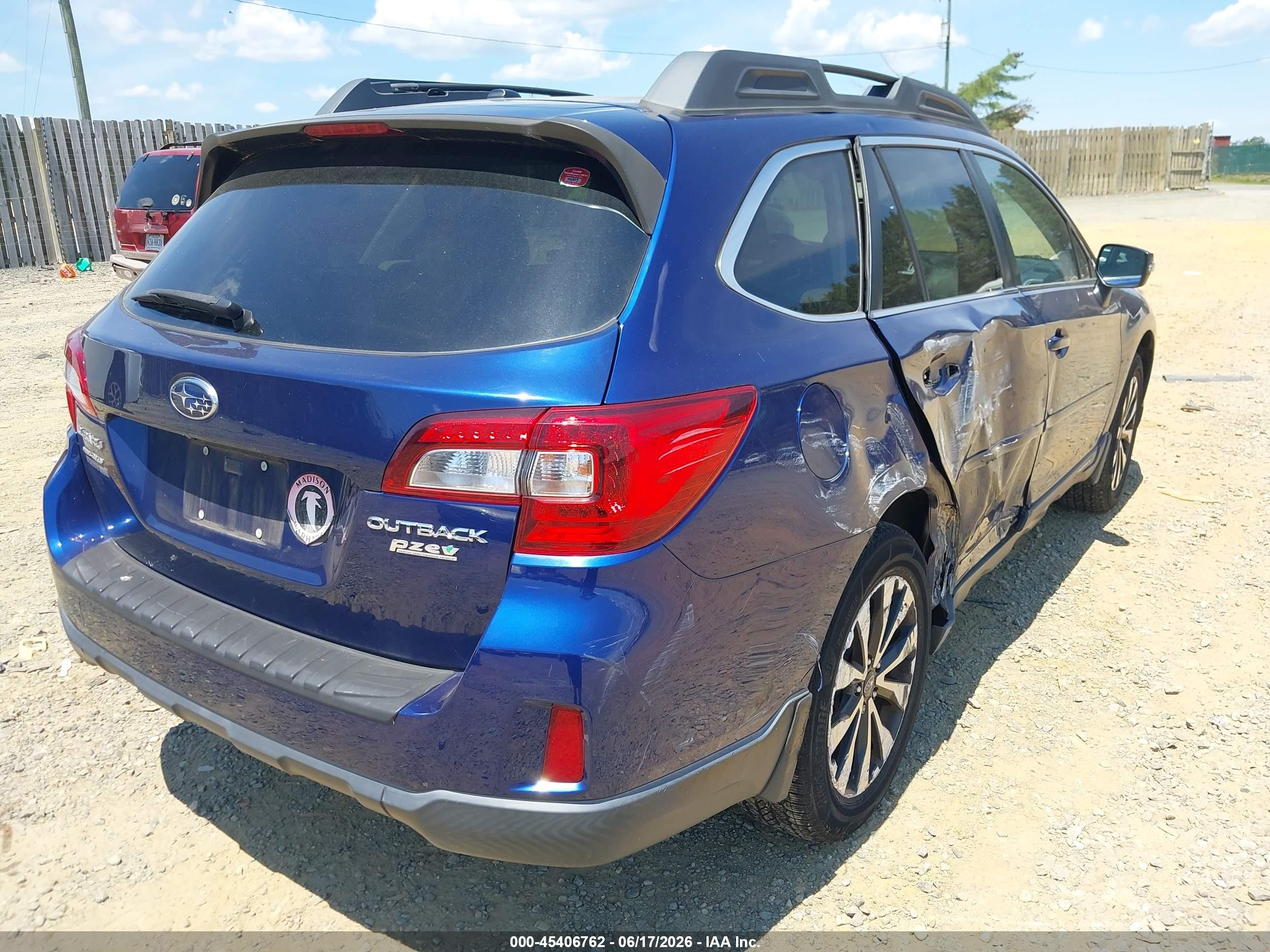 2015 Subaru Outback 2.5i Limited Blue vin: 4S4BSANCXF3299382