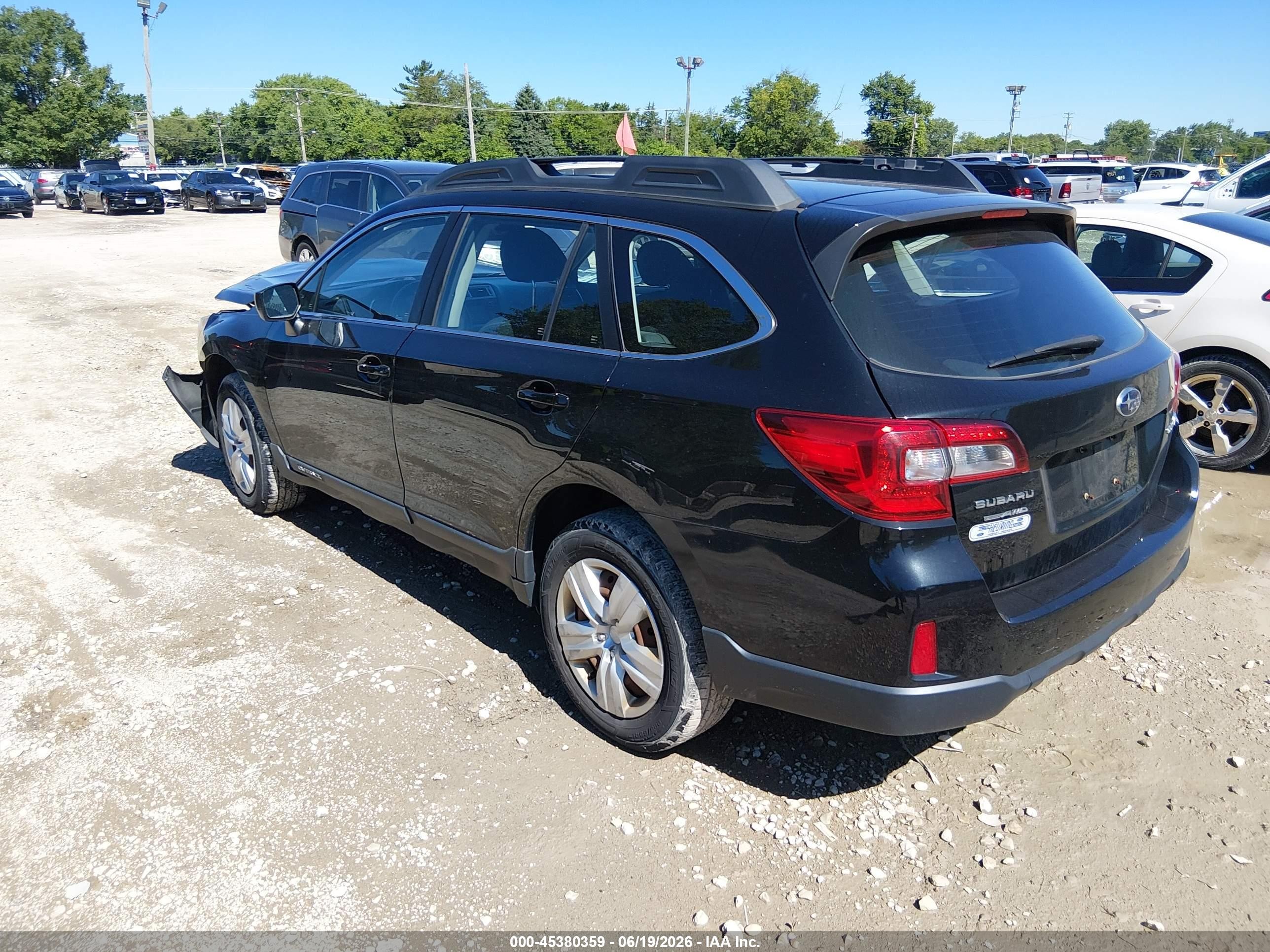 2016 Subaru Outback 2.5i Черный vin: 4S4BSBAC6G3345688