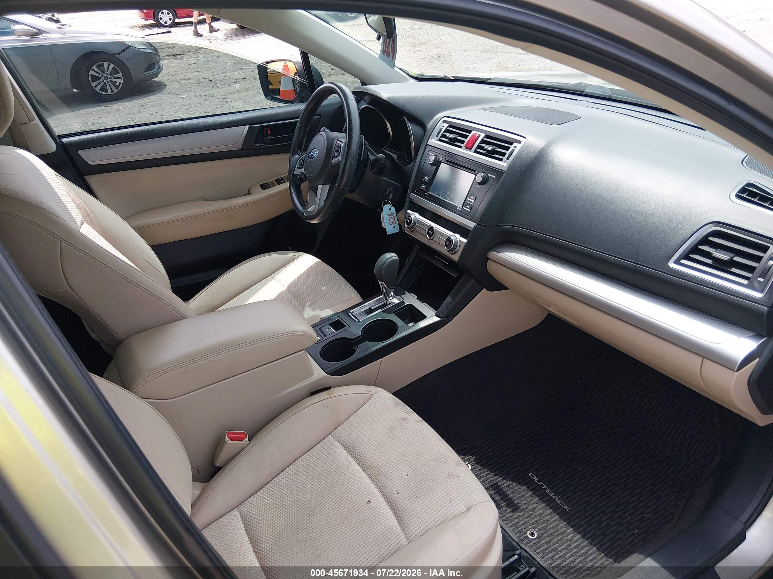 2015 Subaru Outback 2.5i Gold vin: 4S4BSBAC9F3343528