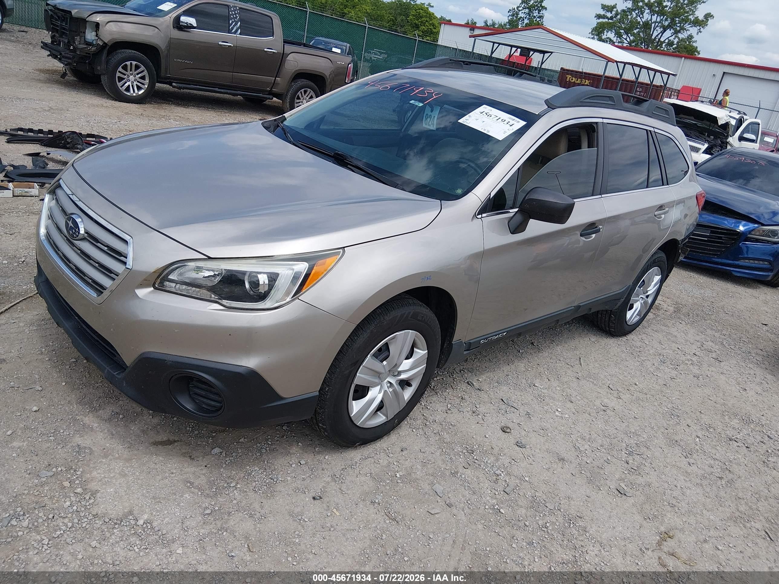 2015 Subaru Outback 2.5i Gold vin: 4S4BSBAC9F3343528