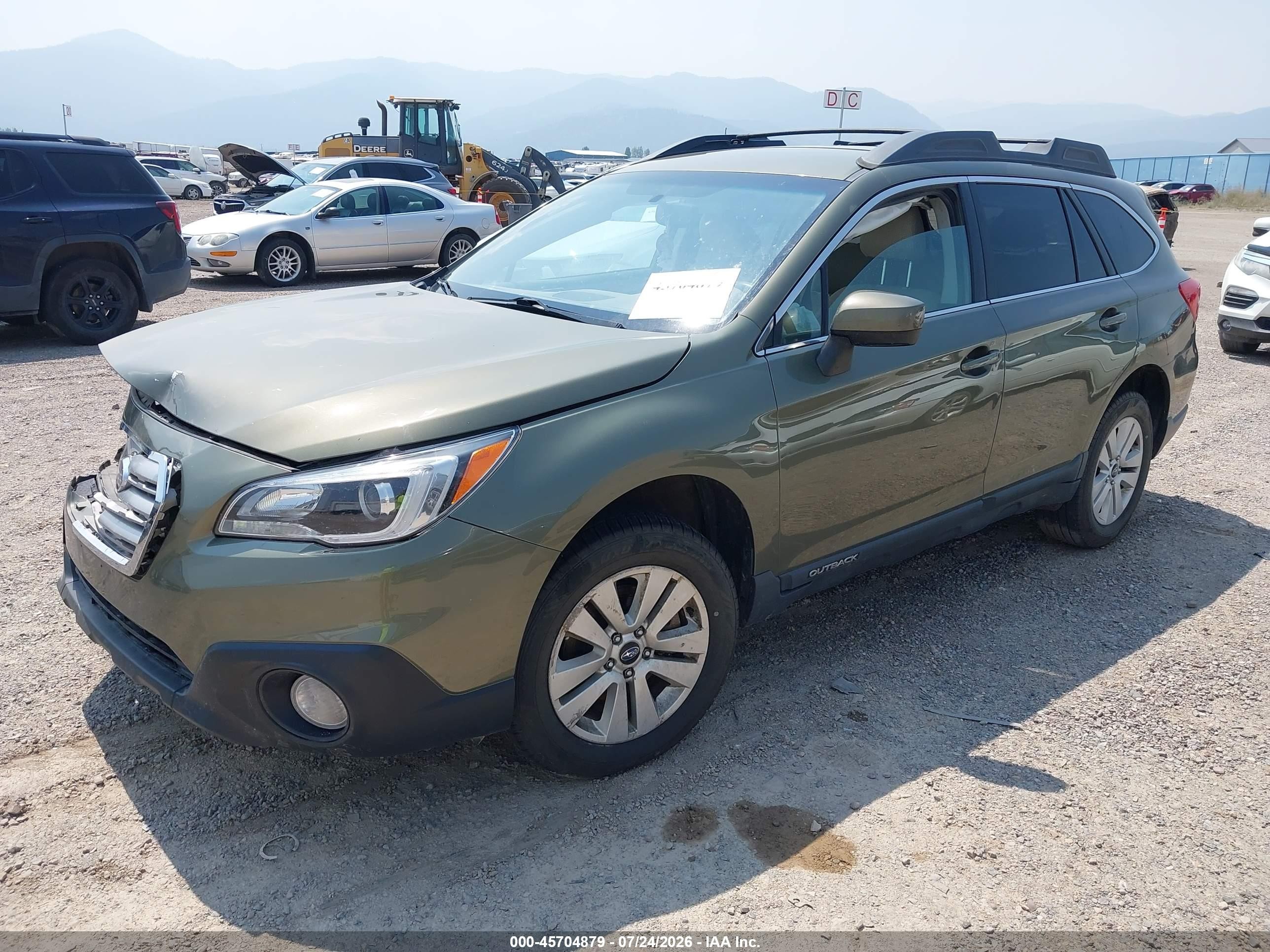 2015 Subaru Outback 2.5i Premium Green vin: 4S4BSBCC0F3242696