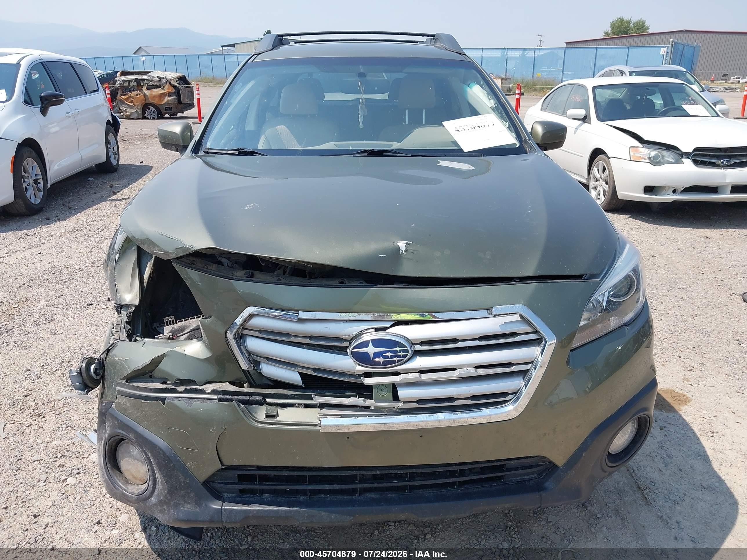 2015 Subaru Outback 2.5i Premium Green vin: 4S4BSBCC0F3242696