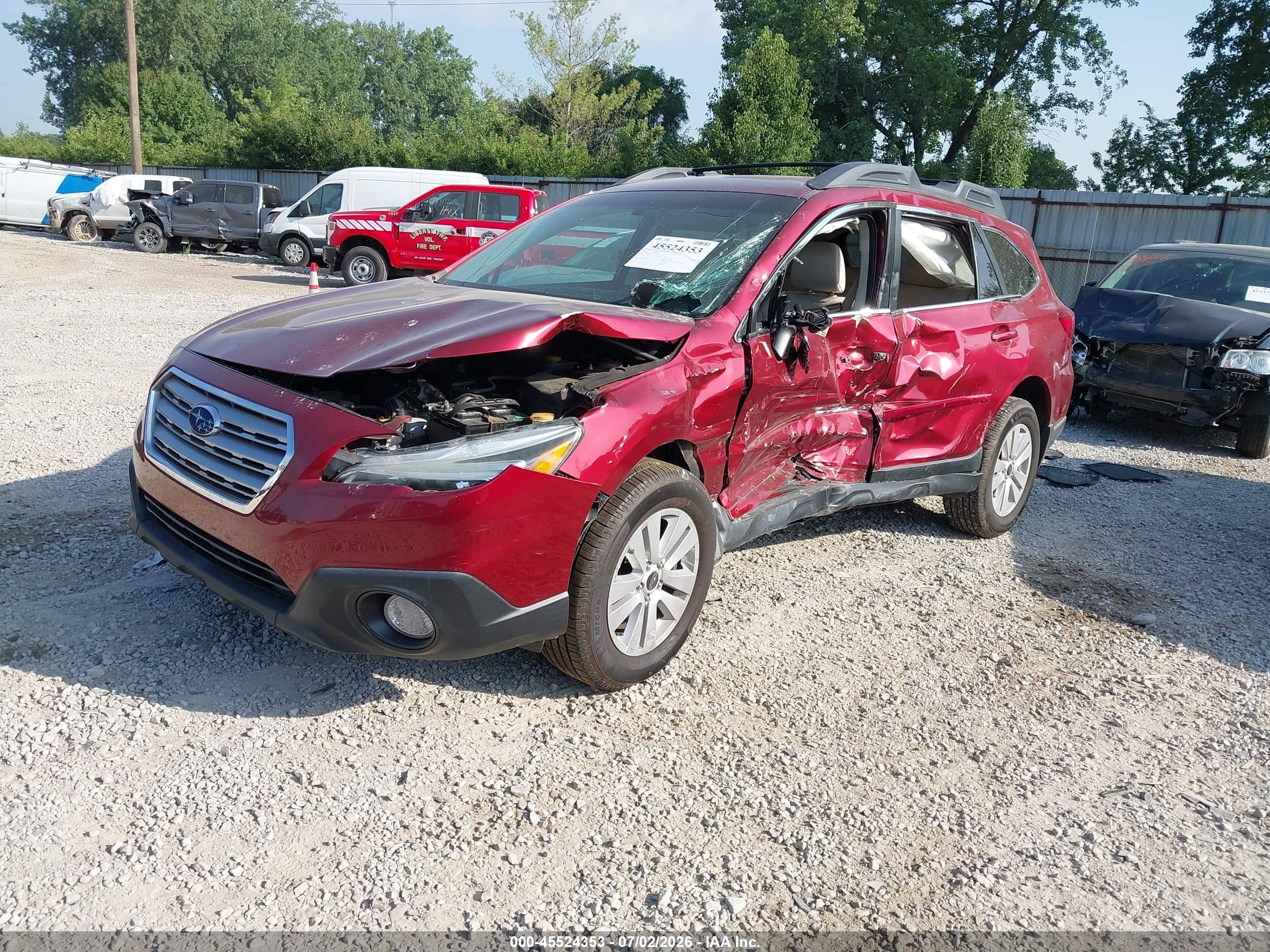 2015 Subaru Outback 2.5i Premium Maroon vin: 4S4BSBCC5F3321670