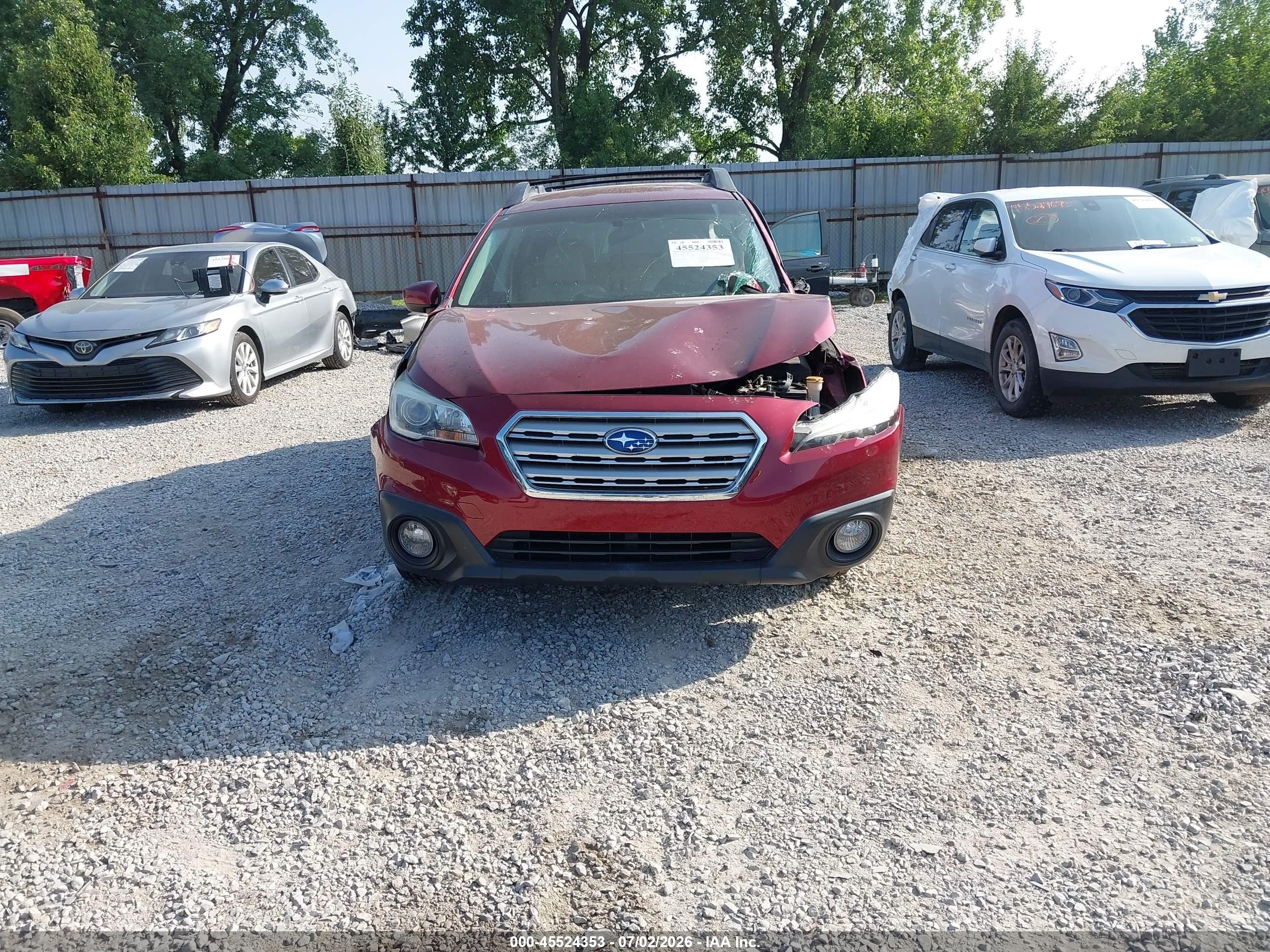 2015 Subaru Outback 2.5i Premium Maroon vin: 4S4BSBCC5F3321670