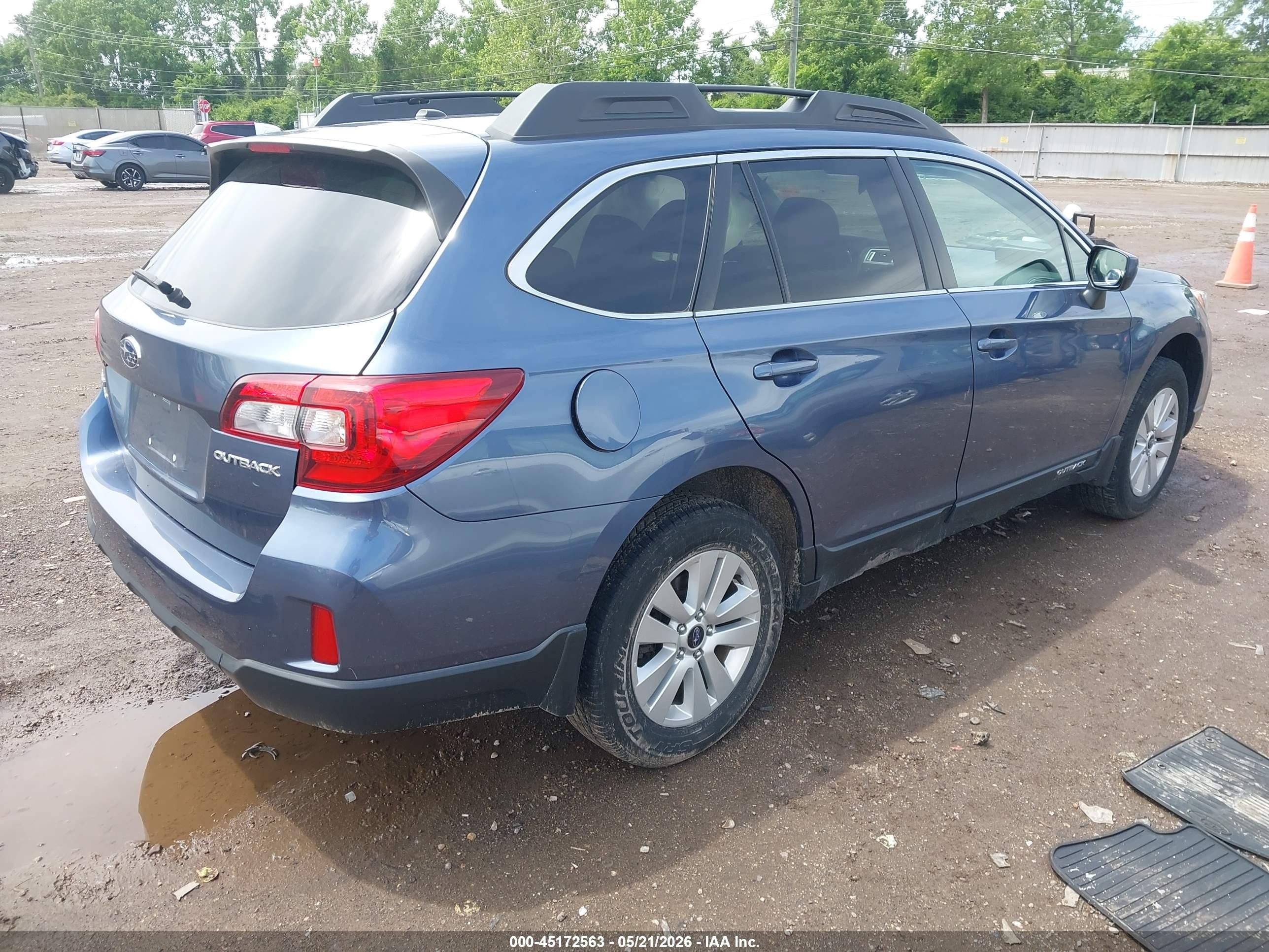 2015 Subaru Outback 2.5i Premium Blue vin: 4S4BSBCC9F3343462