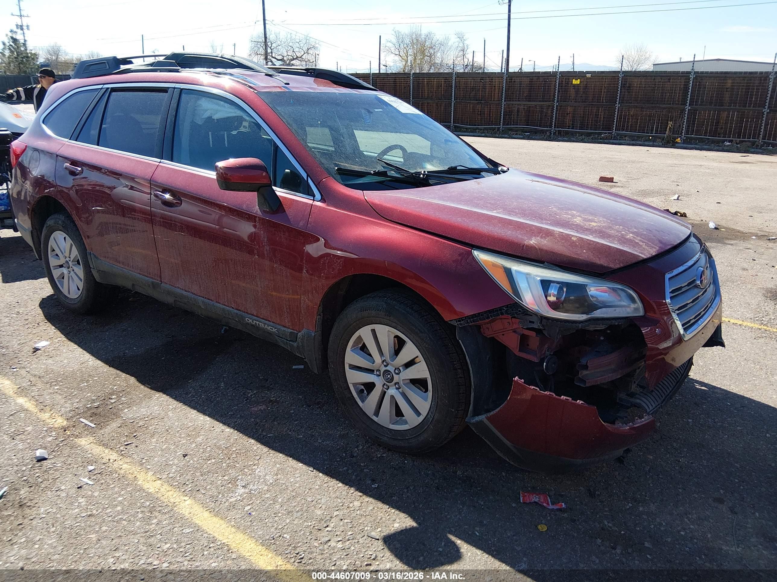 2015 Subaru Outback 2.5i Premium Maroon vin: 4S4BSBCC9F3352596
