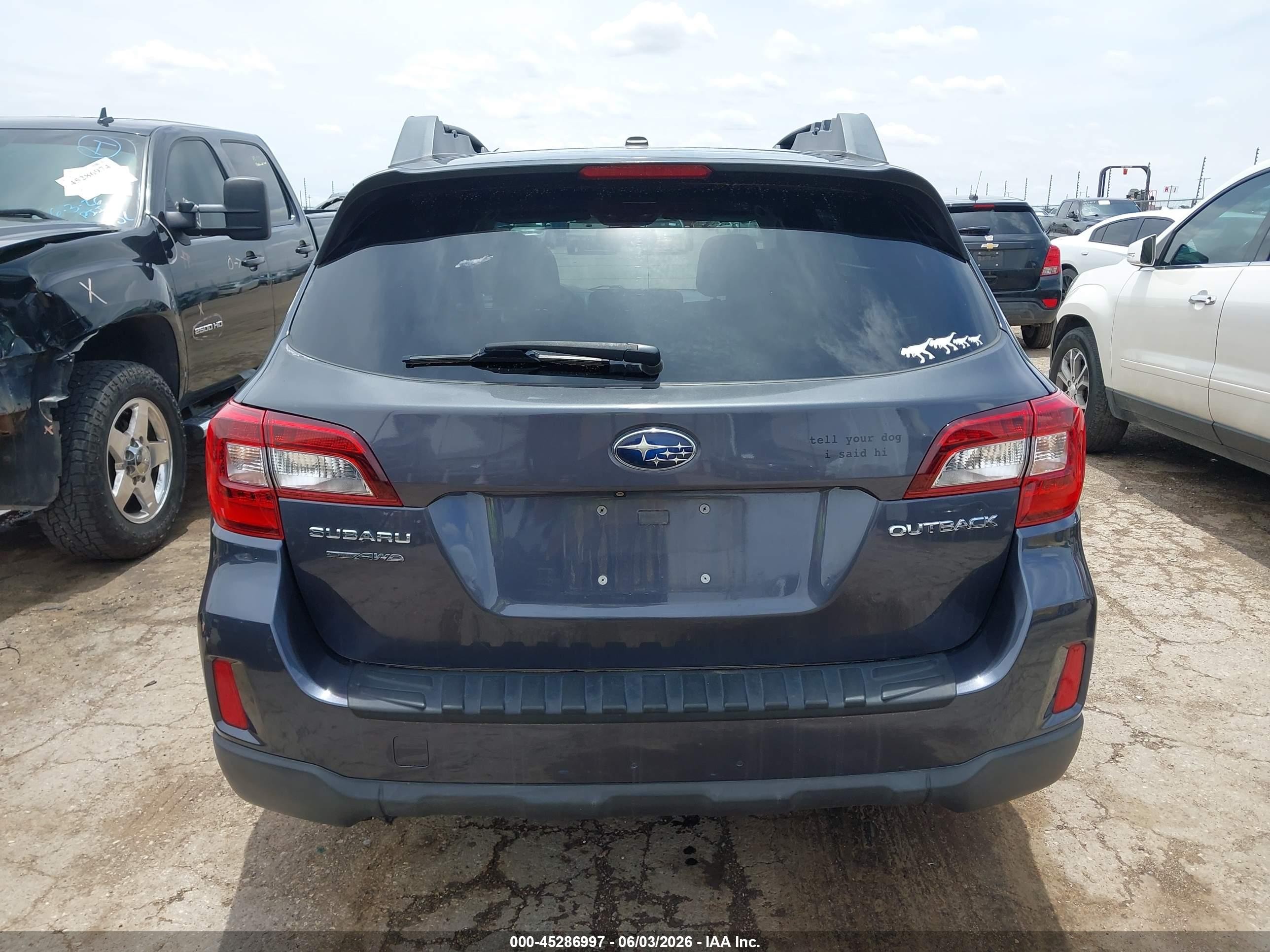 2015 Subaru Outback 2.5i Premium Blue vin: 4S4BSBECXF3233338