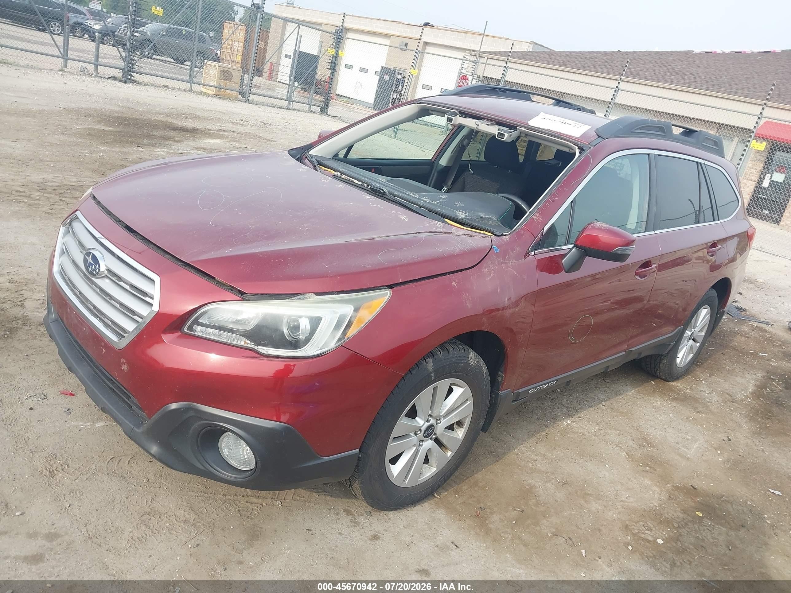 2015 Subaru Outback 2.5i Premium Красный vin: 4S4BSBFC7F3284102