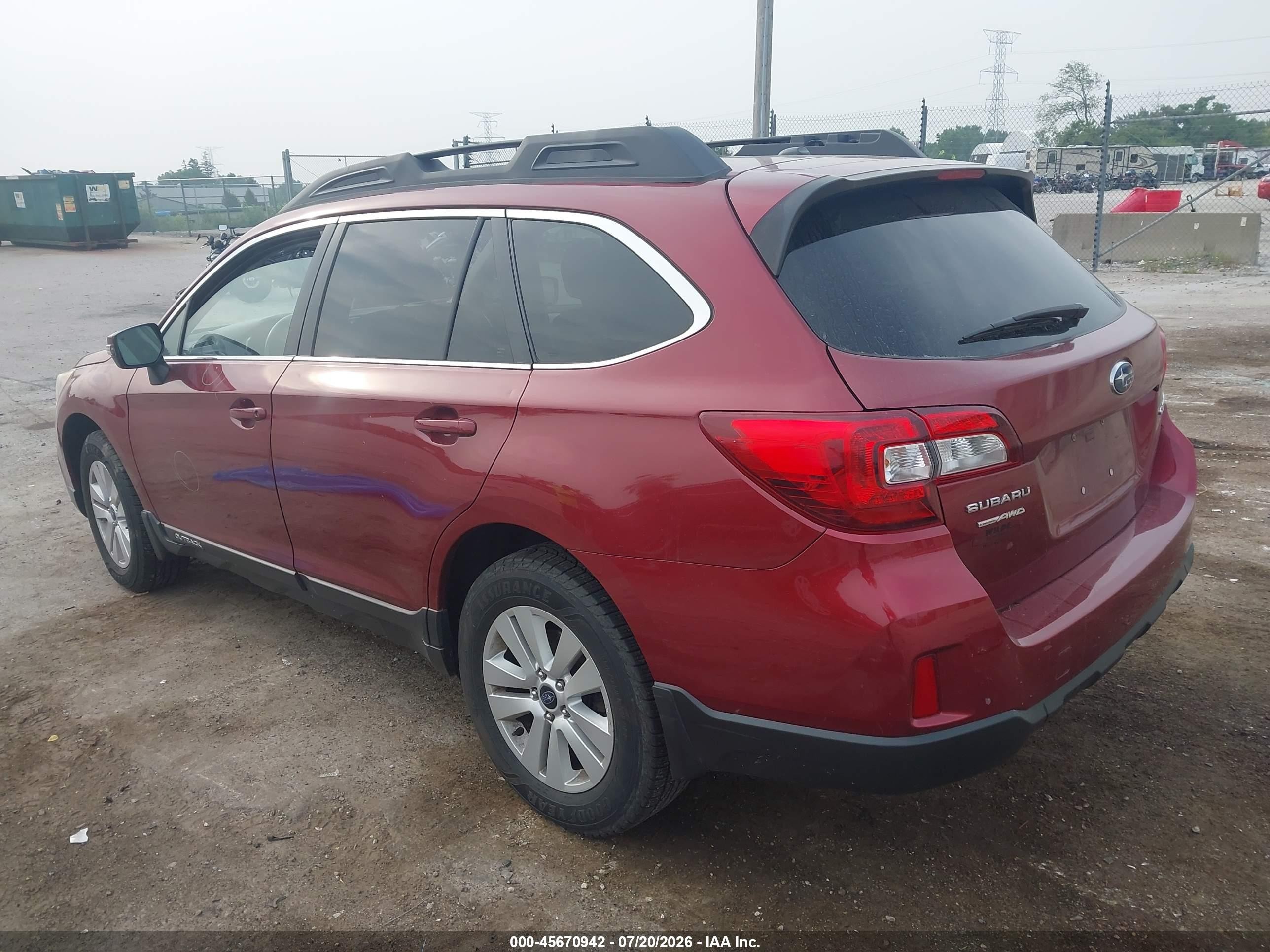2015 Subaru Outback 2.5i Premium Красный vin: 4S4BSBFC7F3284102