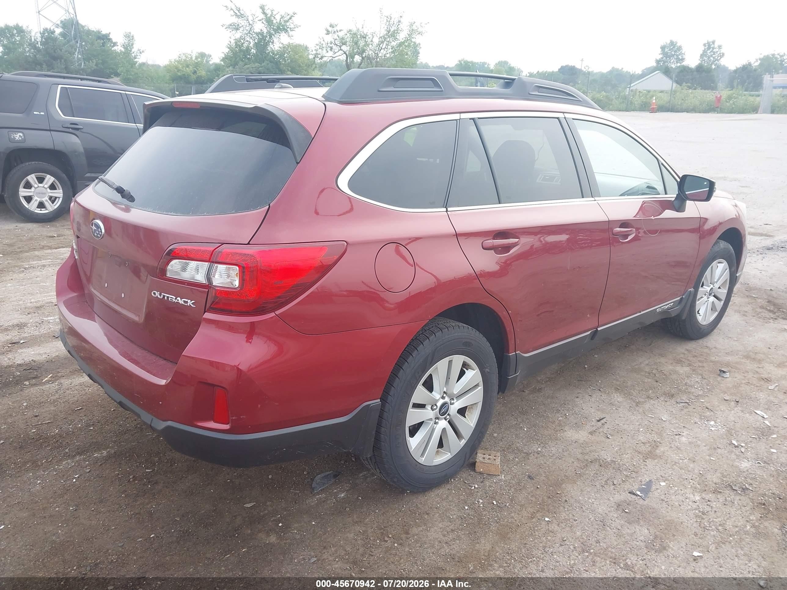 2015 Subaru Outback 2.5i Premium Красный vin: 4S4BSBFC7F3284102