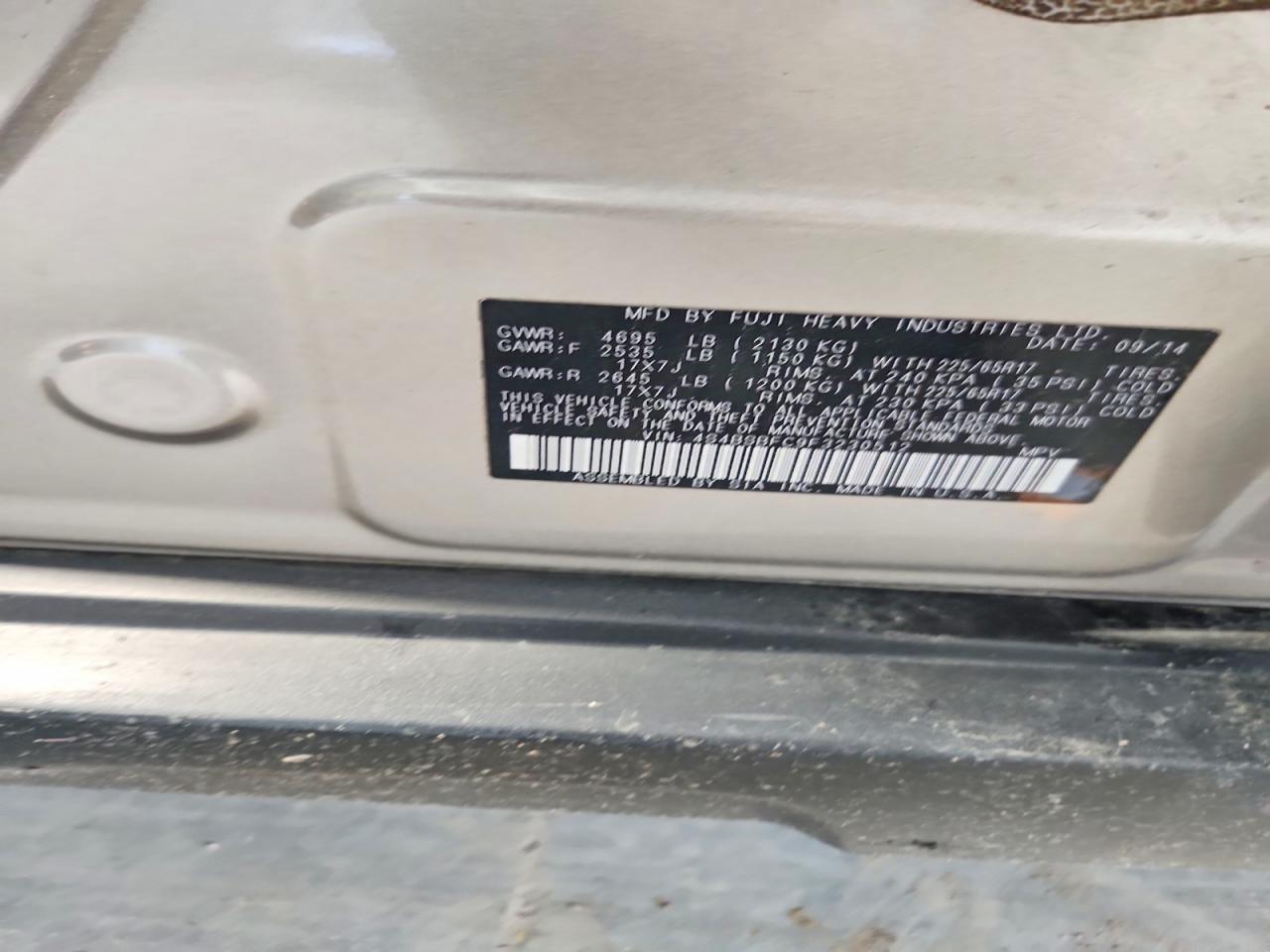 2015 Subaru Outback 2.5i Premium Silver vin: 4S4BSBFC9F3230512