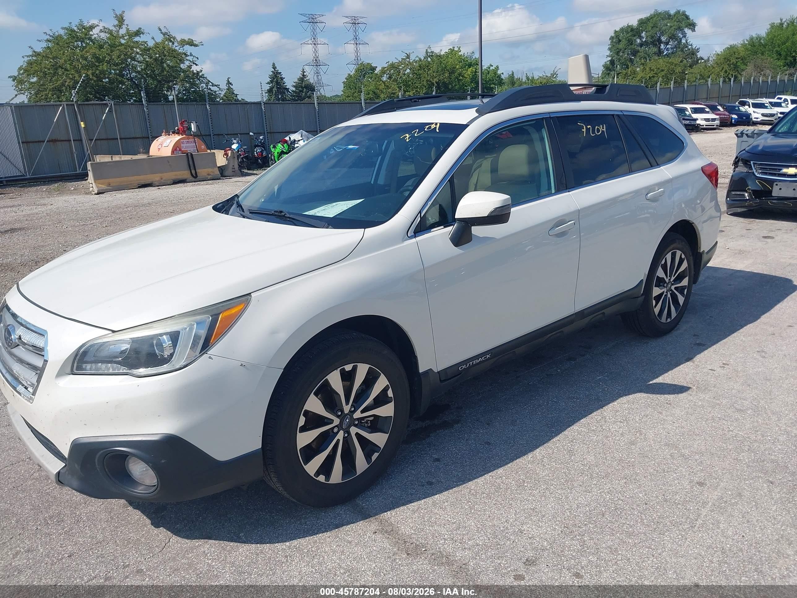 2015 Subaru Outback 2.5i Limited White vin: 4S4BSBLC3F3281038
