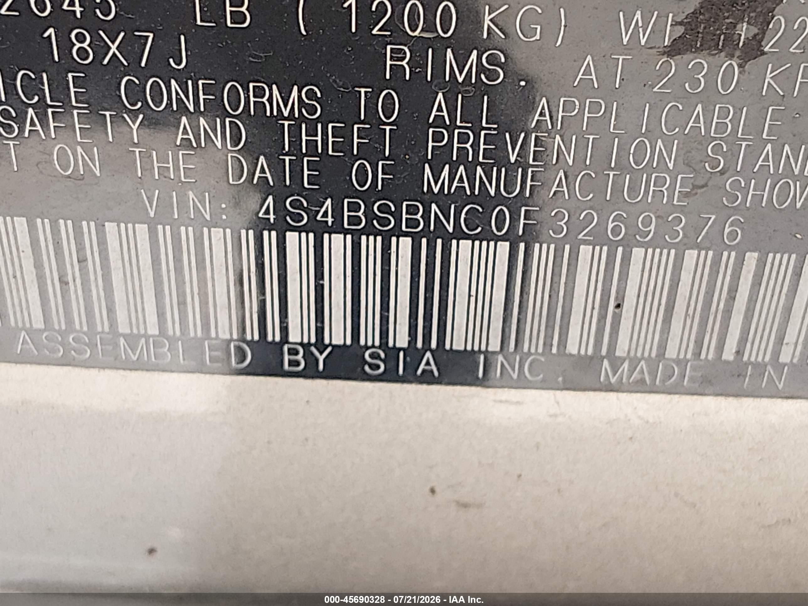 2015 Subaru Outback 2.5i Limited Серый vin: 4S4BSBNC0F3269376
