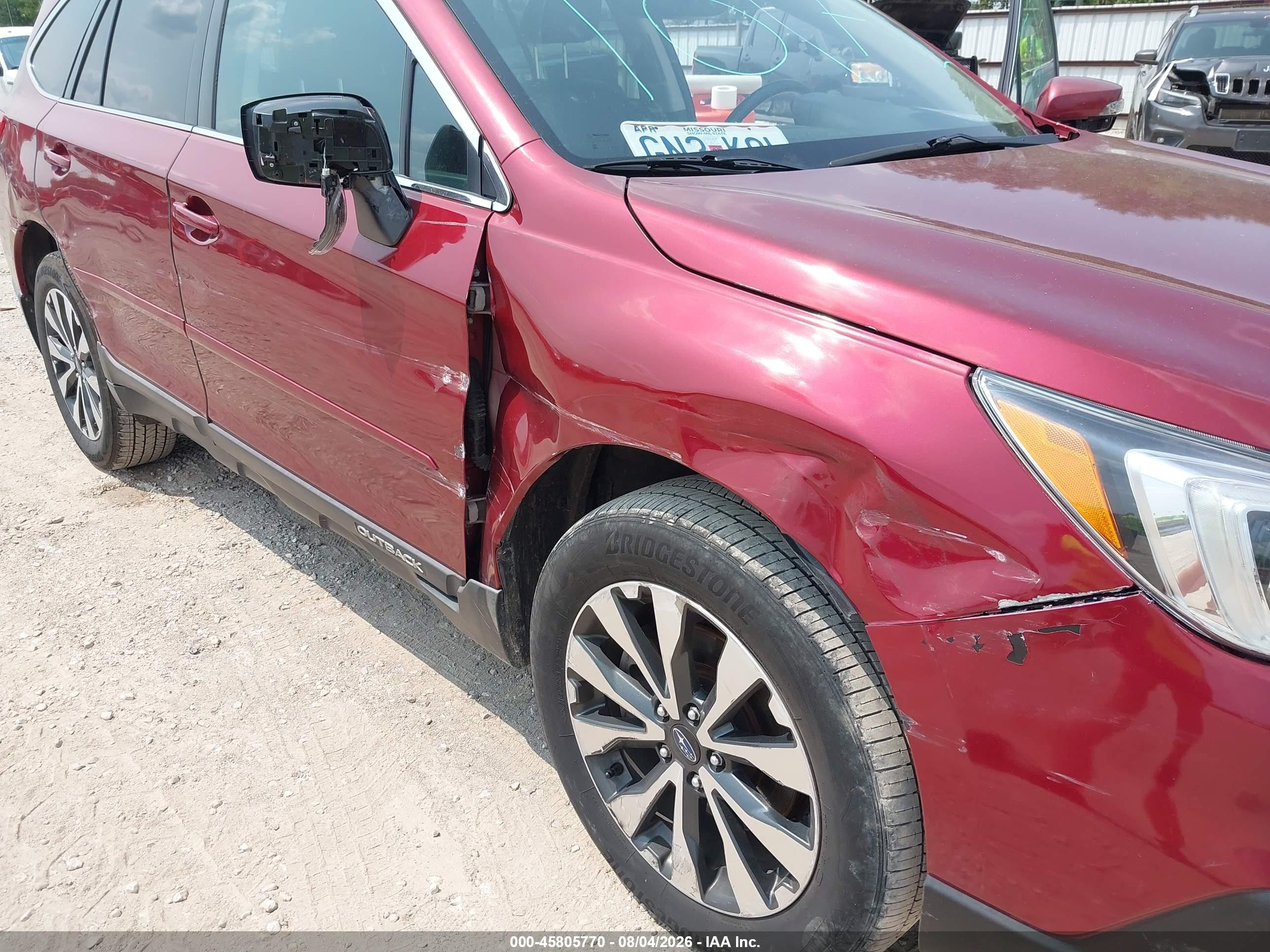 2015 Subaru Outback 2.5i Limited Red vin: 4S4BSBNC0F3285965