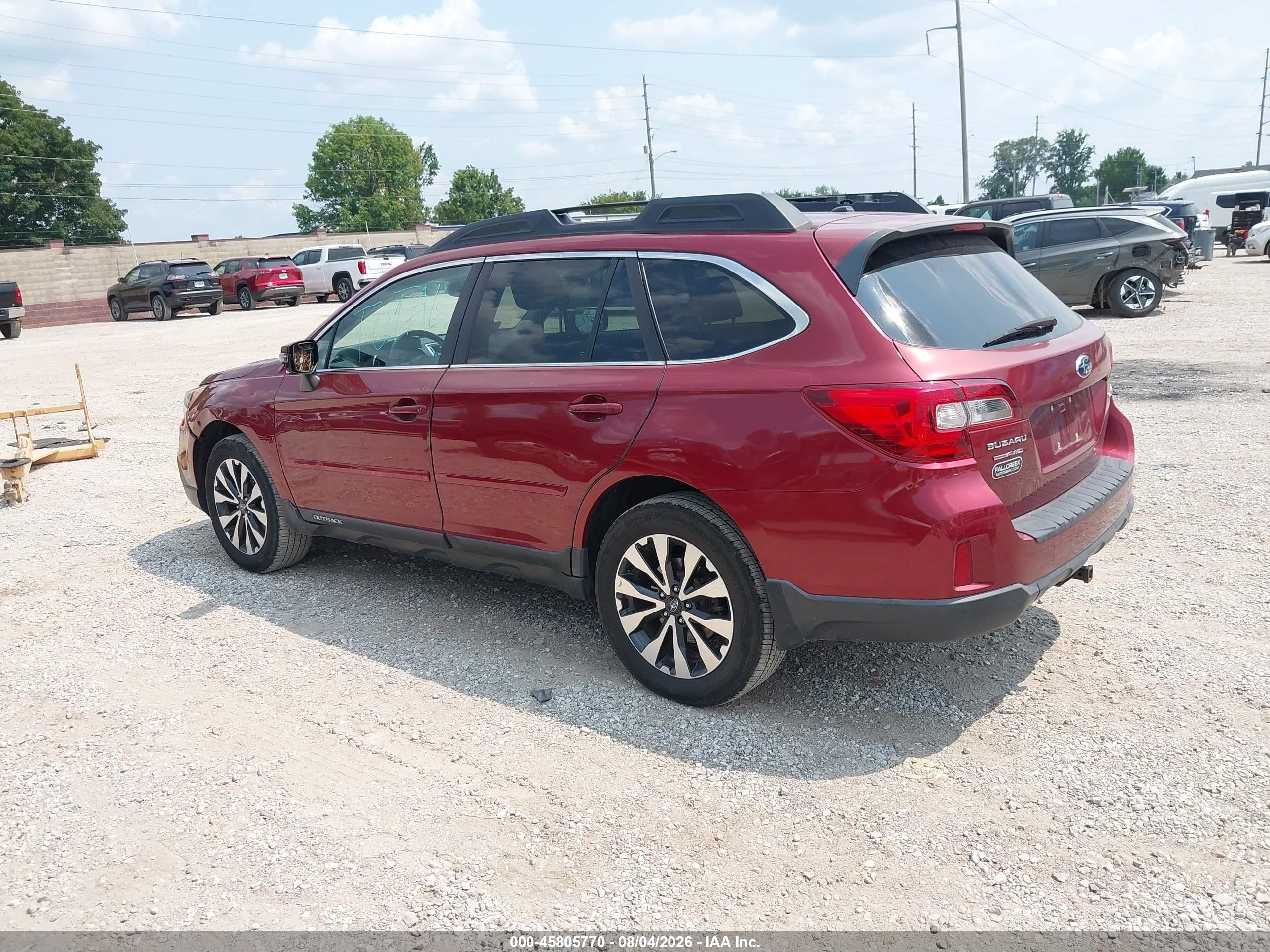 2015 Subaru Outback 2.5i Limited Red vin: 4S4BSBNC0F3285965