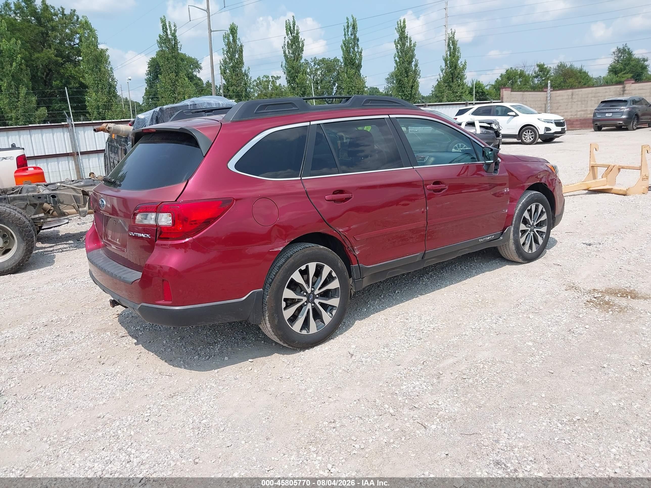 2015 Subaru Outback 2.5i Limited Red vin: 4S4BSBNC0F3285965