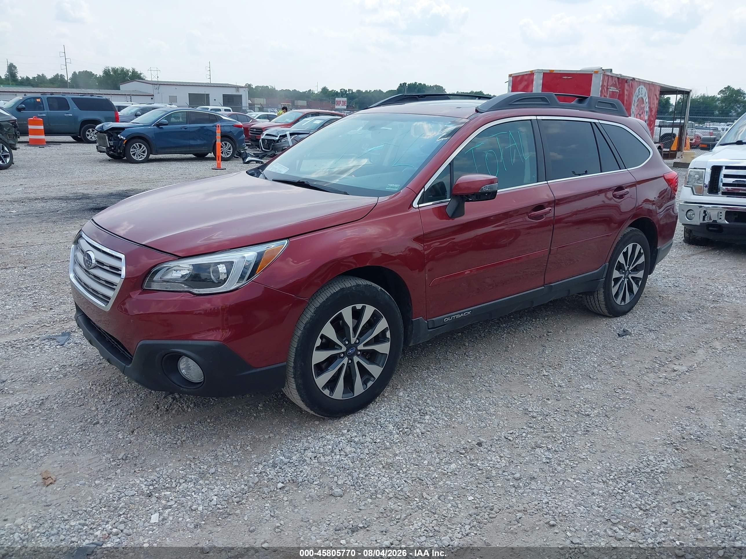 2015 Subaru Outback 2.5i Limited Red vin: 4S4BSBNC0F3285965