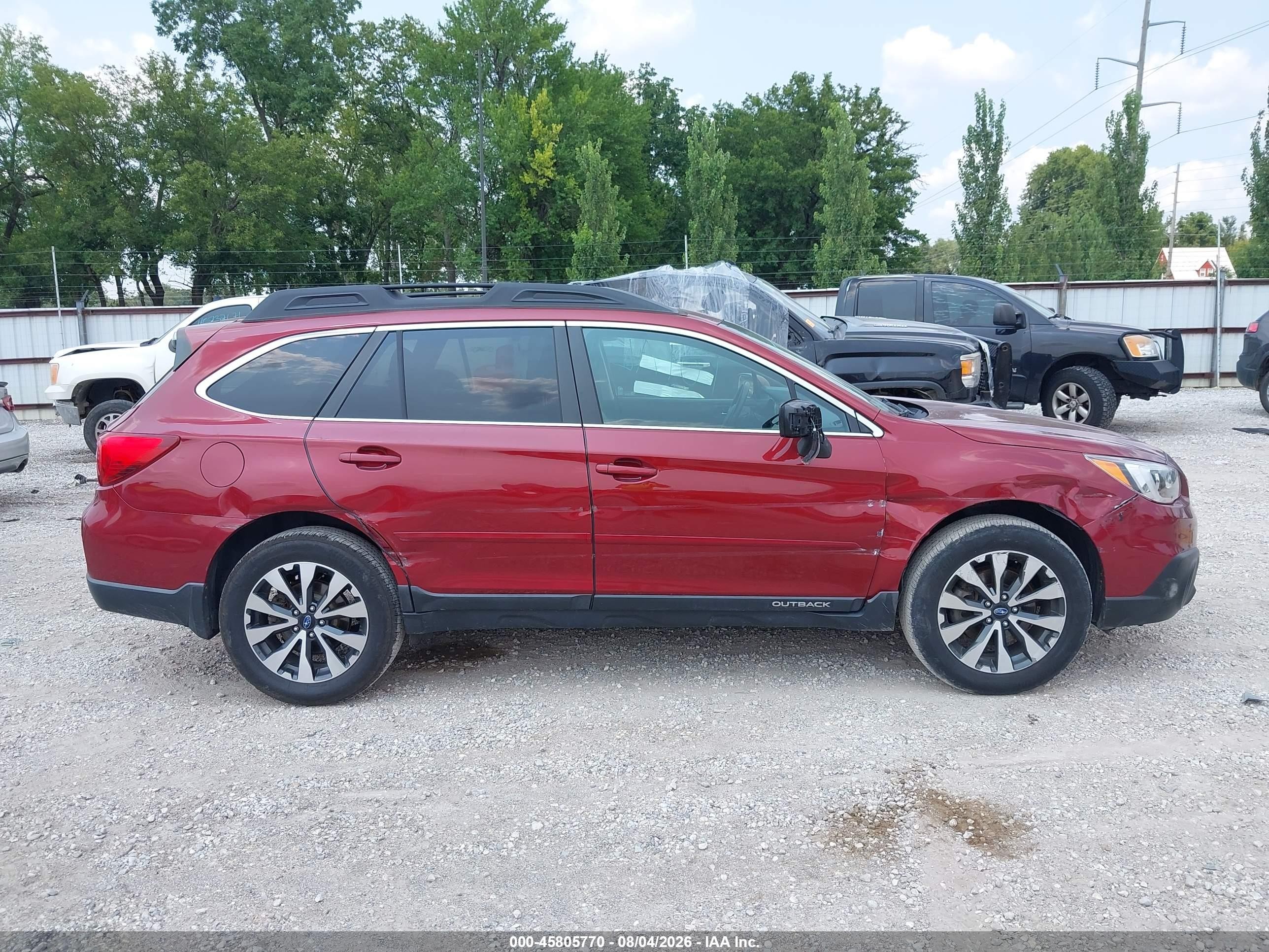 2015 Subaru Outback 2.5i Limited Red vin: 4S4BSBNC0F3285965