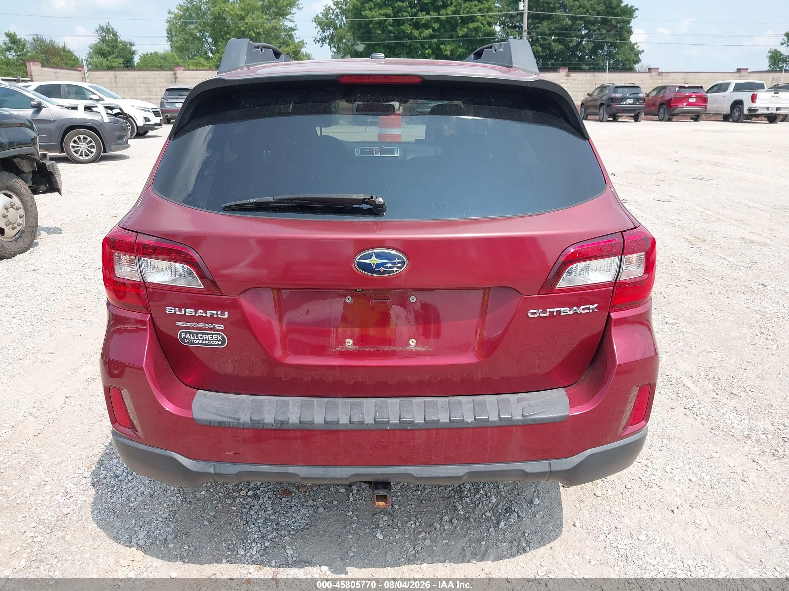 2015 Subaru Outback 2.5i Limited Red vin: 4S4BSBNC0F3285965