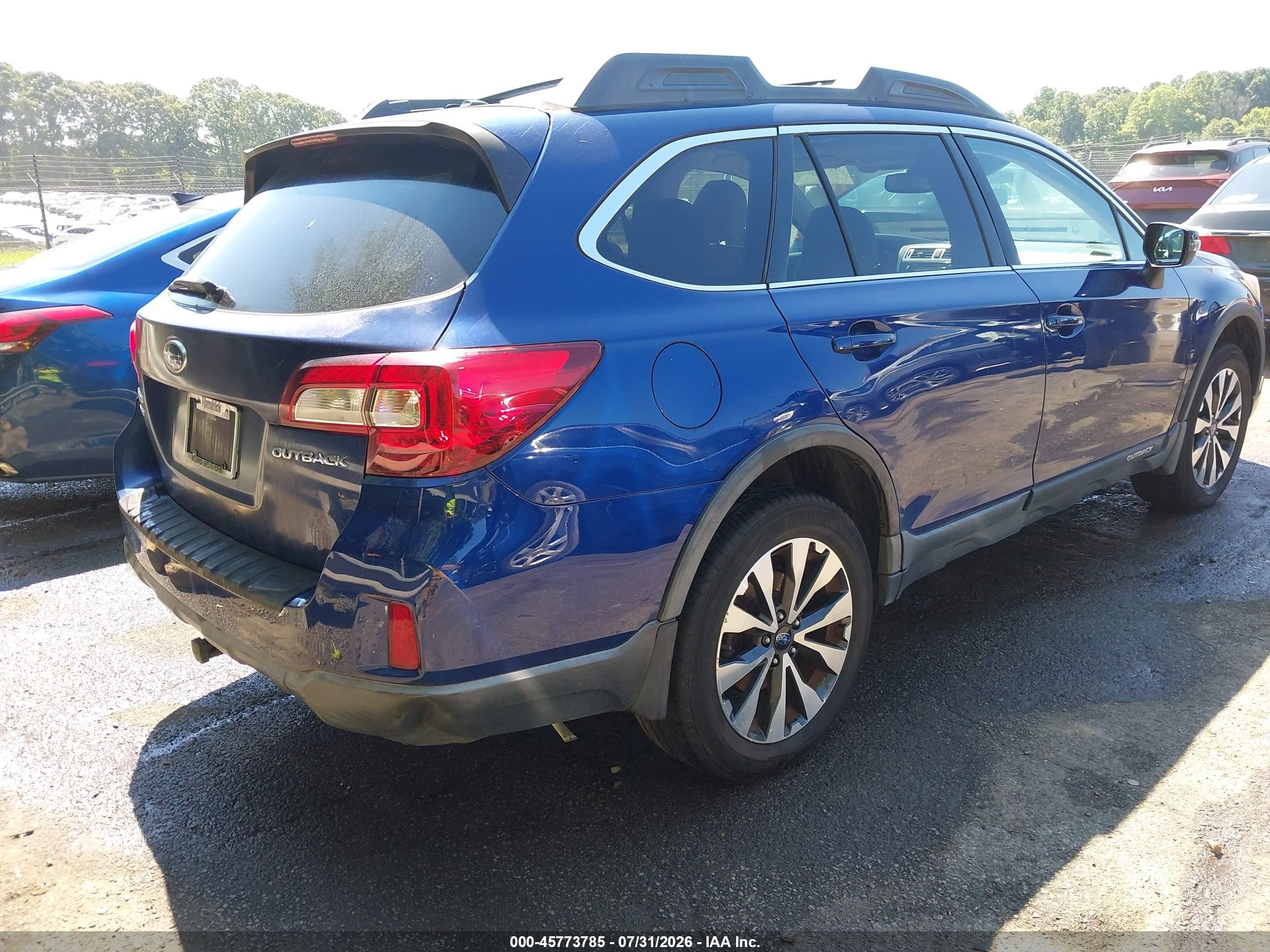 2015 Subaru Outback 2.5i Limited Blue vin: 4S4BSBNC7F3270945
