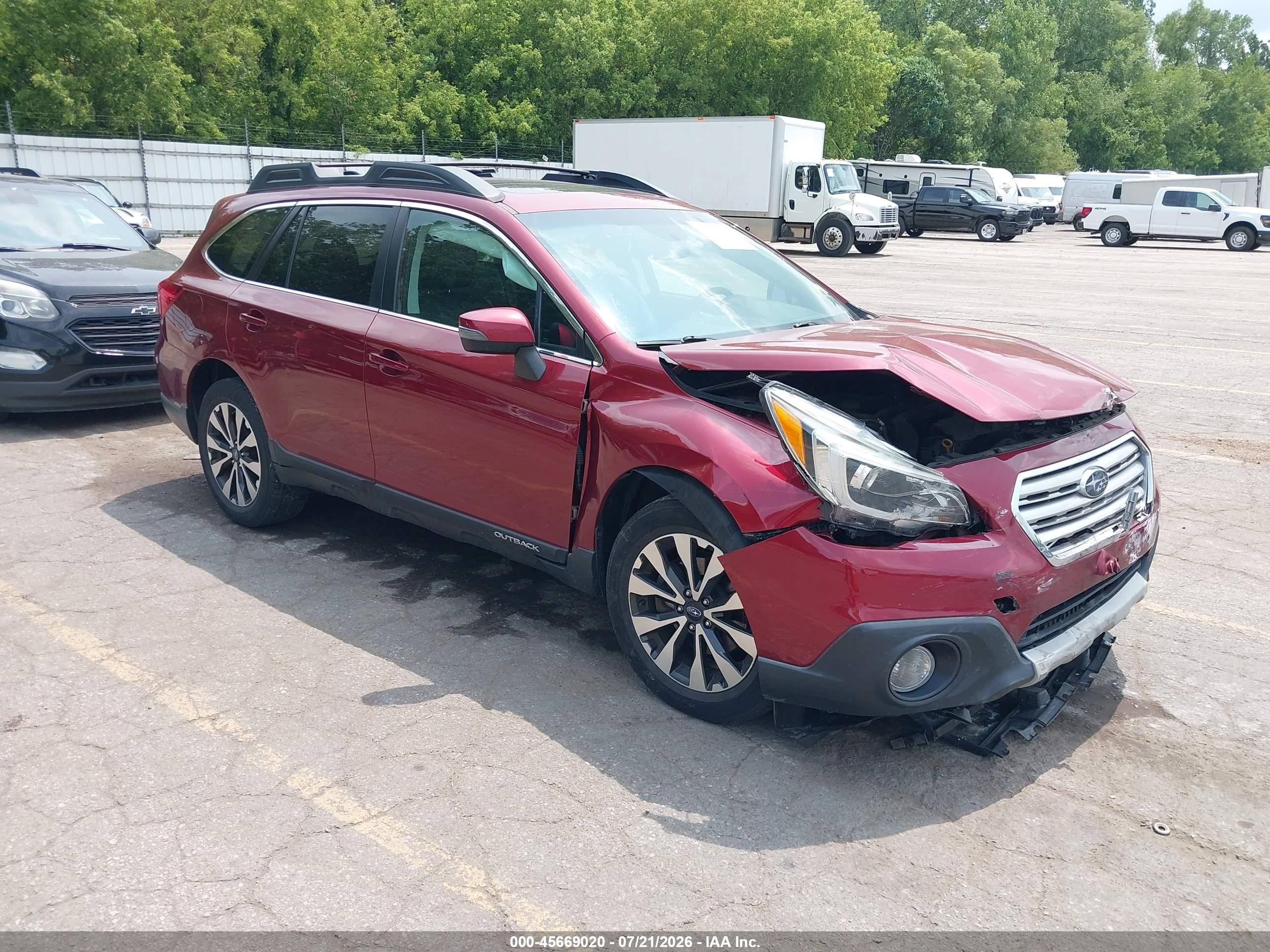 2016 Subaru Outback 2.5i Limited Бордовый vin: 4S4BSBNC9G3344206