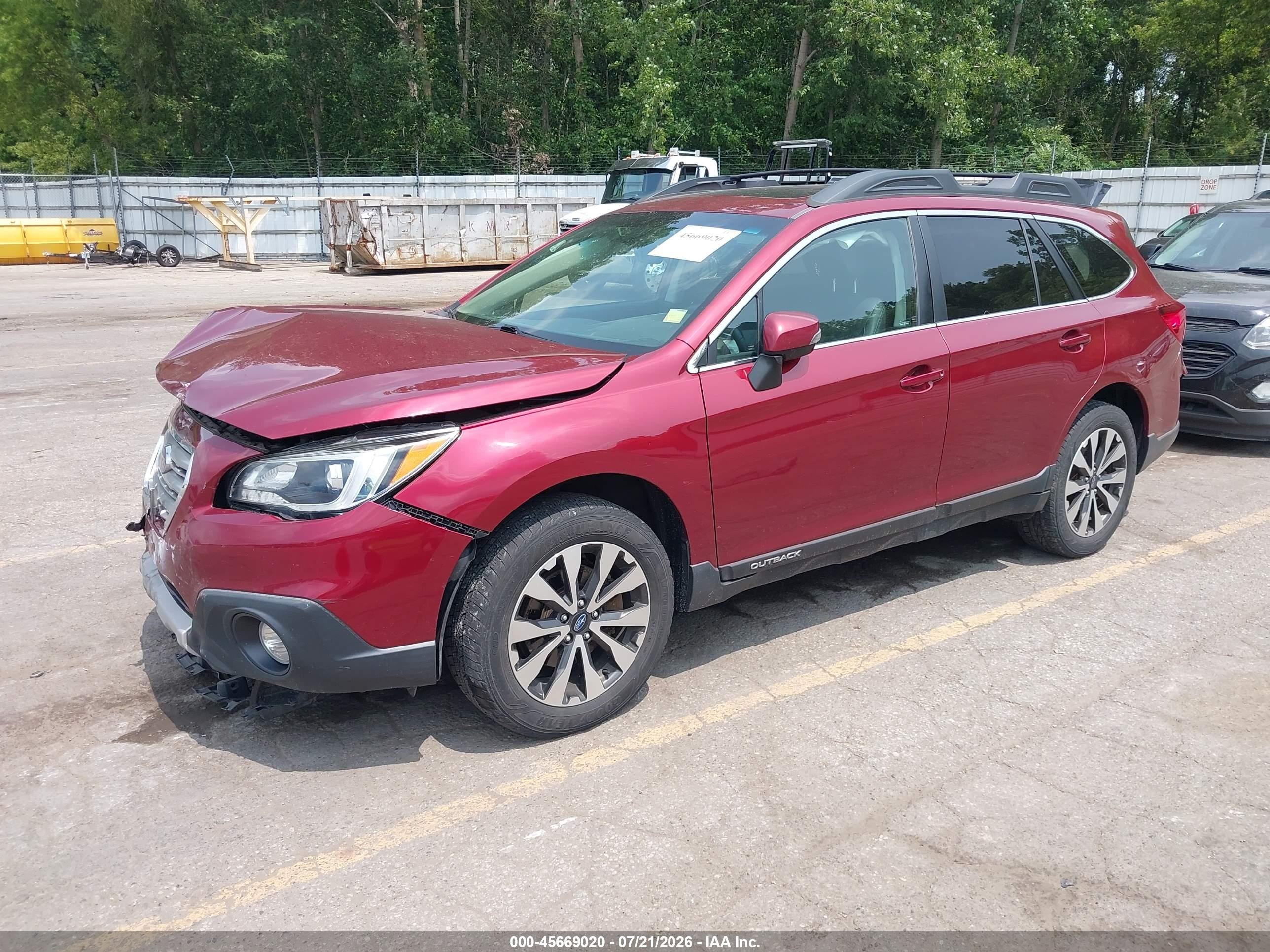 2016 Subaru Outback 2.5i Limited Бордовый vin: 4S4BSBNC9G3344206
