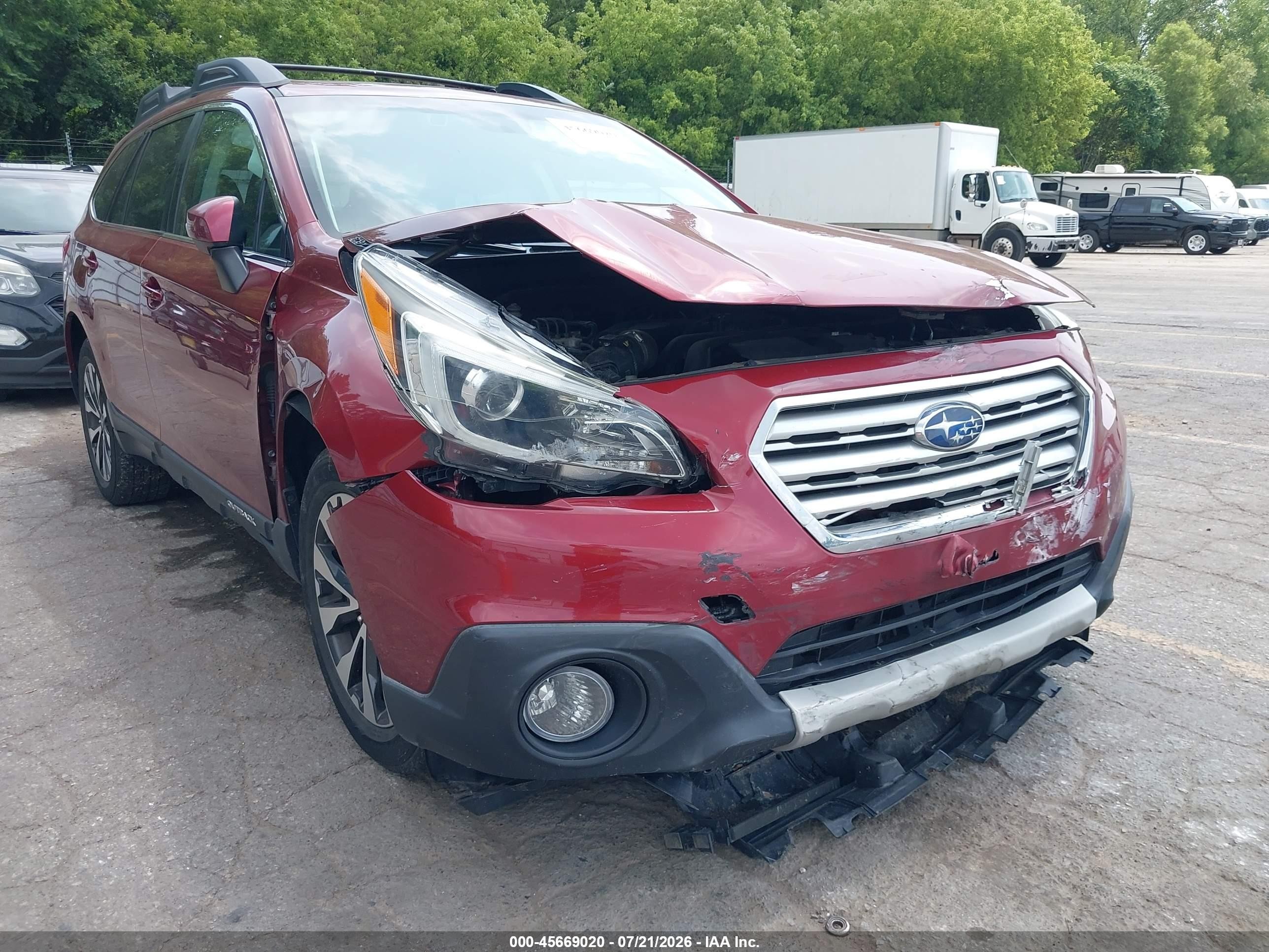2016 Subaru Outback 2.5i Limited Бордовый vin: 4S4BSBNC9G3344206