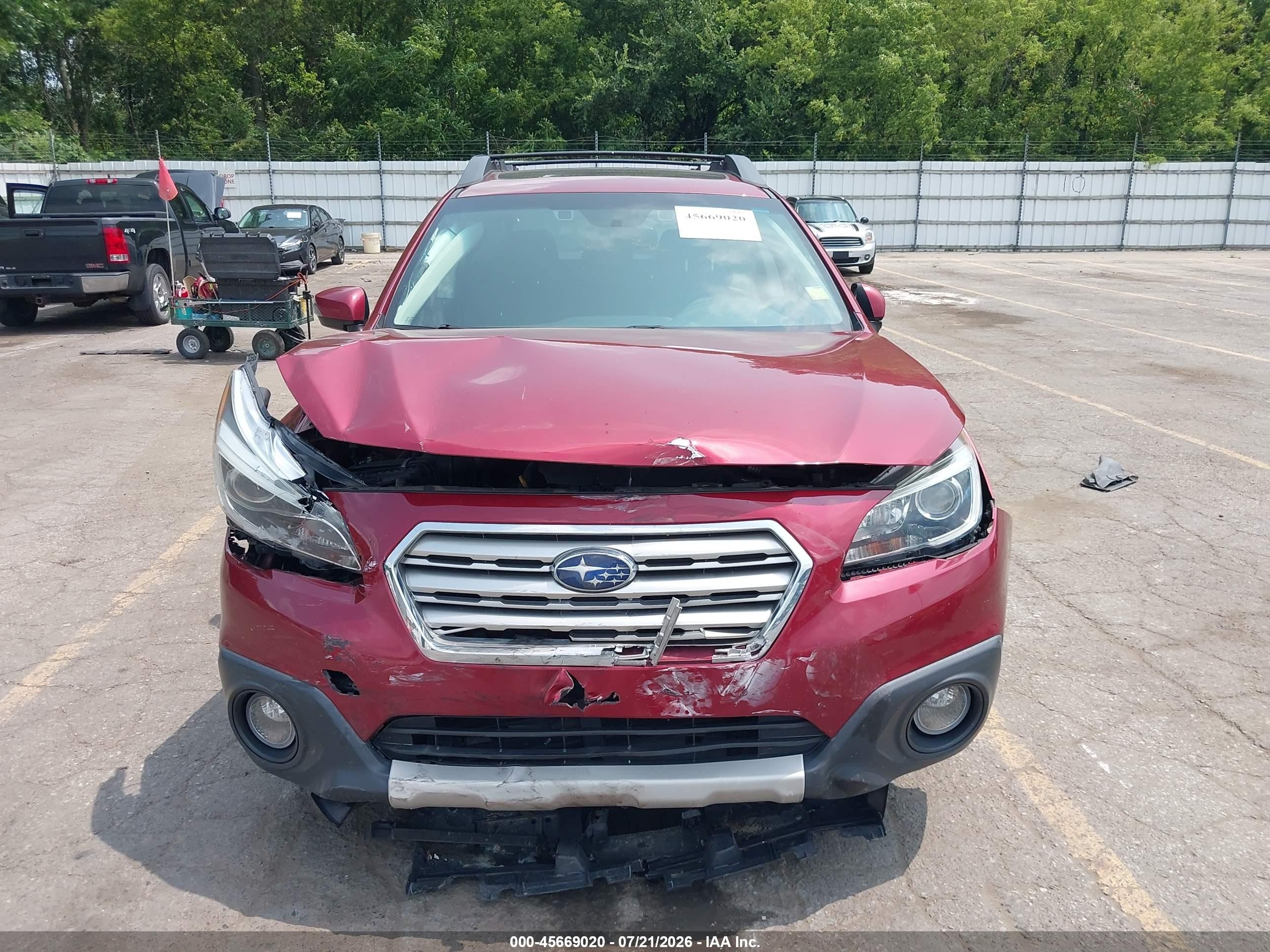 2016 Subaru Outback 2.5i Limited Бордовый vin: 4S4BSBNC9G3344206