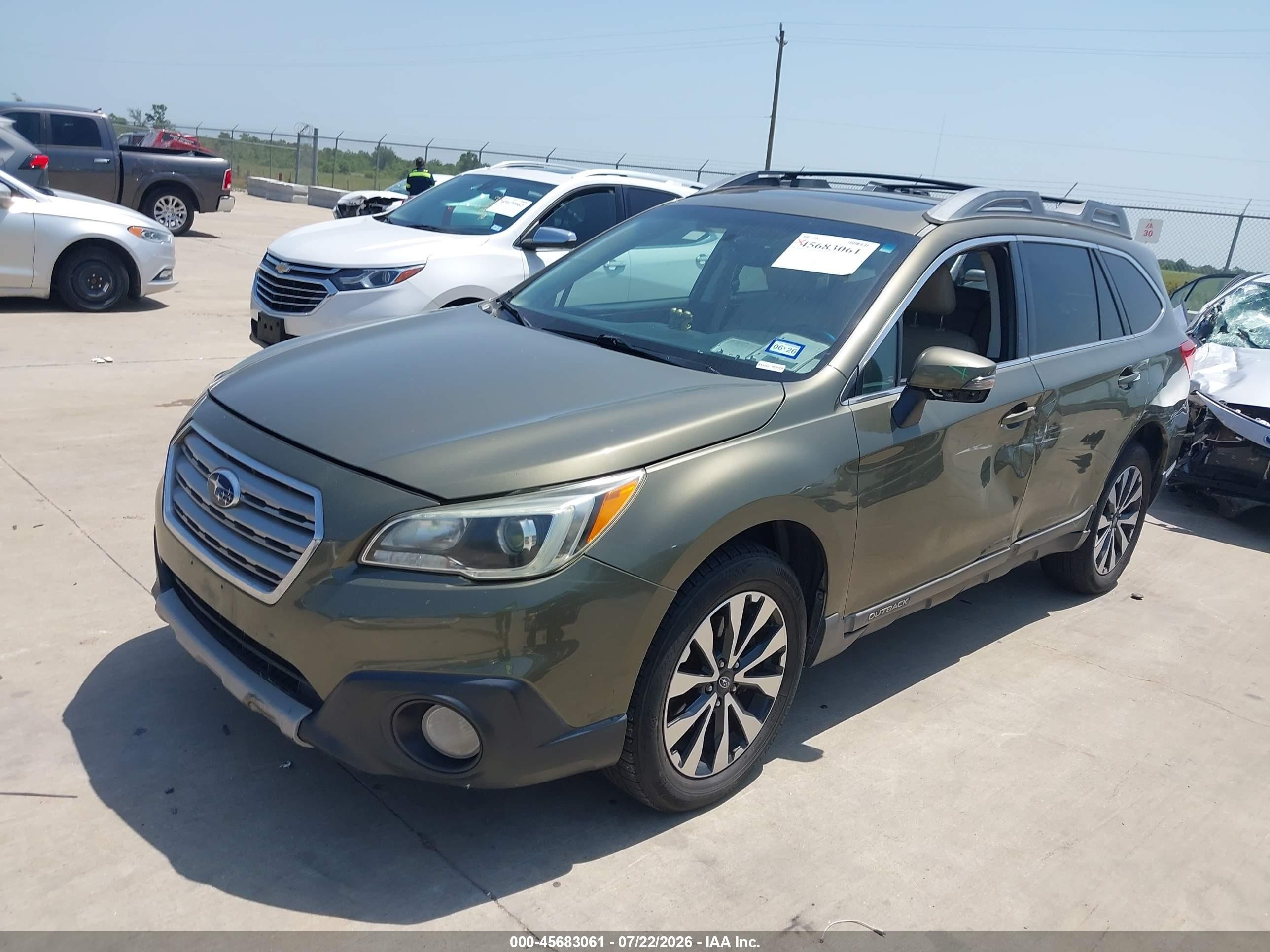 2015 Subaru Outback 3.6r Limited Green vin: 4S4BSELC2F3223469