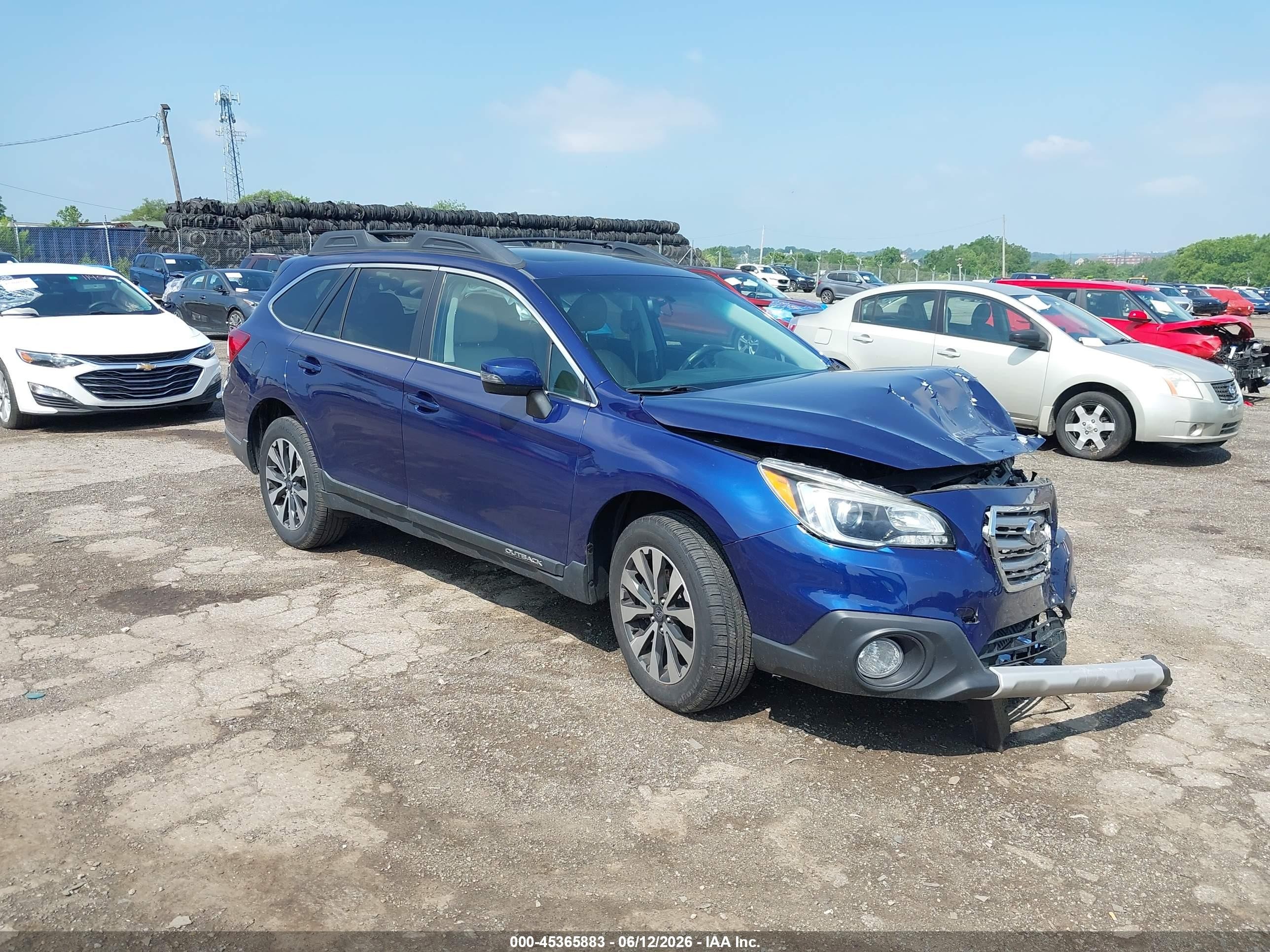 2015 Subaru Outback 3.6r Limited Blue vin: 4S4BSELC4F3327901