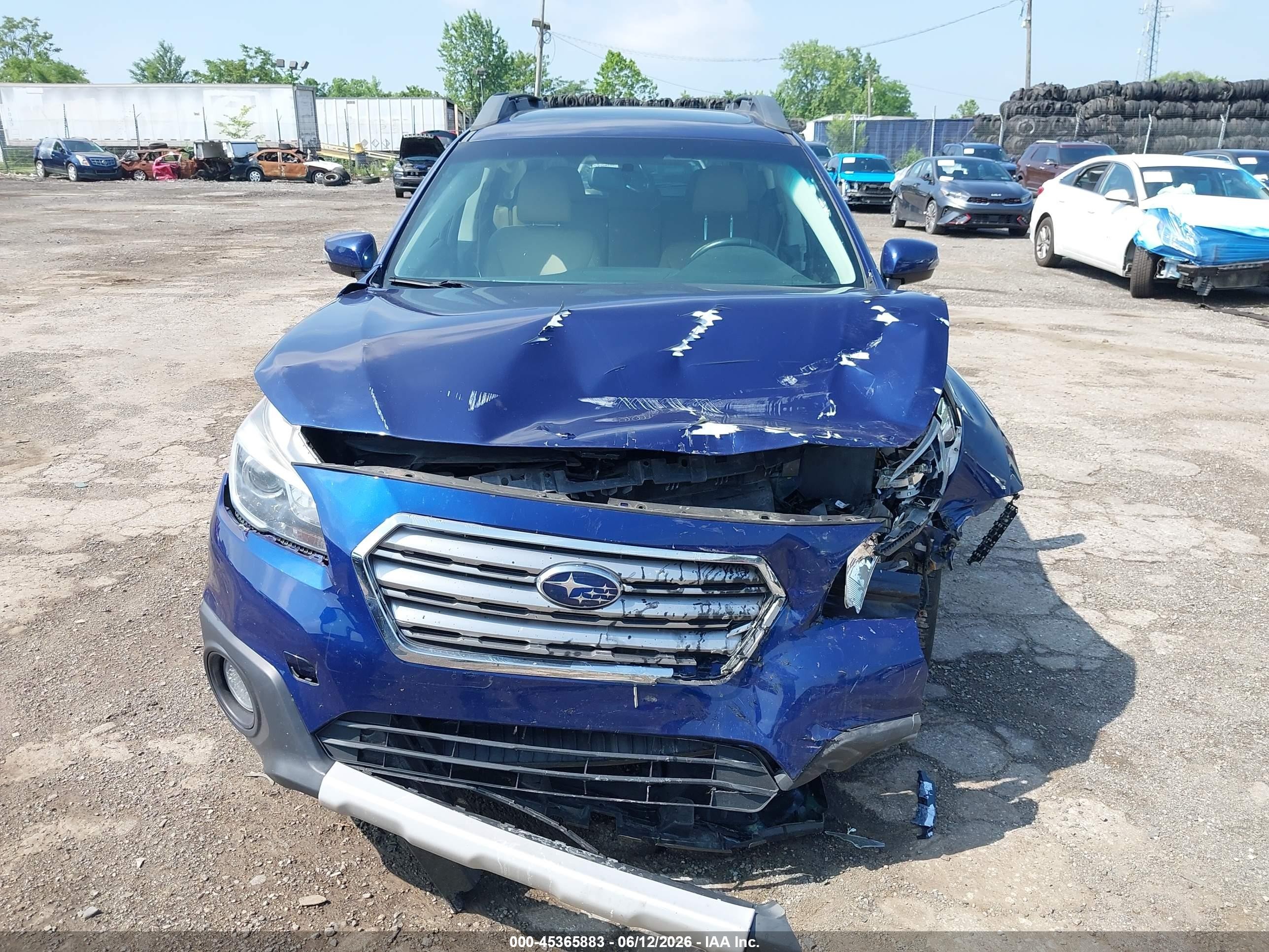 2015 Subaru Outback 3.6r Limited Blue vin: 4S4BSELC4F3327901