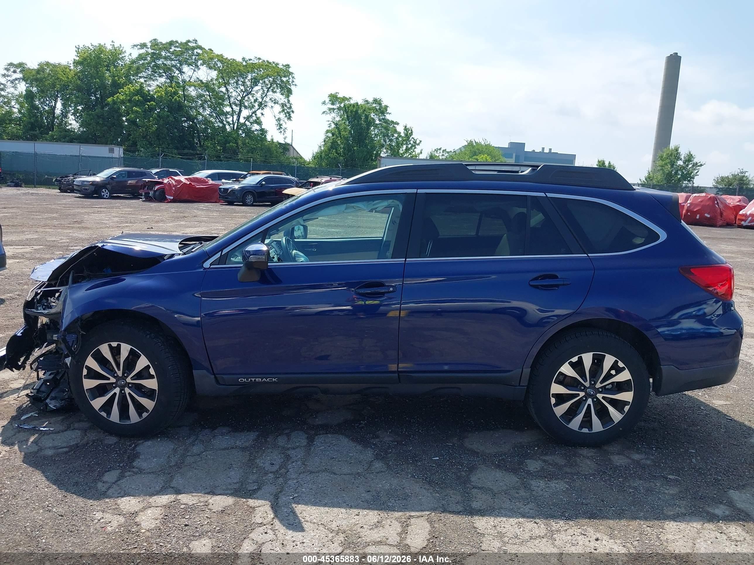 2015 Subaru Outback 3.6r Limited Blue vin: 4S4BSELC4F3327901