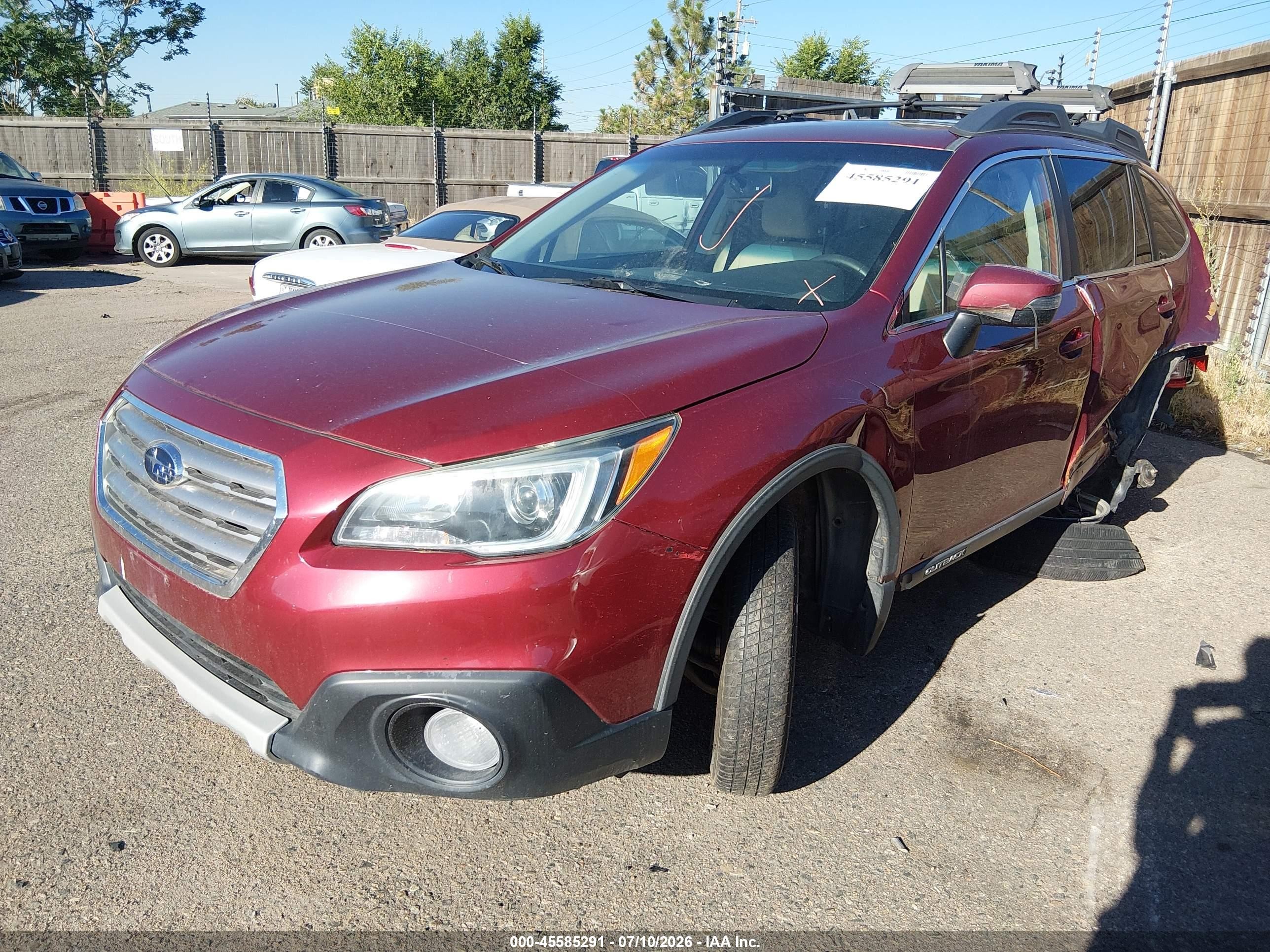 2015 Subaru Outback 3.6r Limited Red vin: 4S4BSELC7F3262221