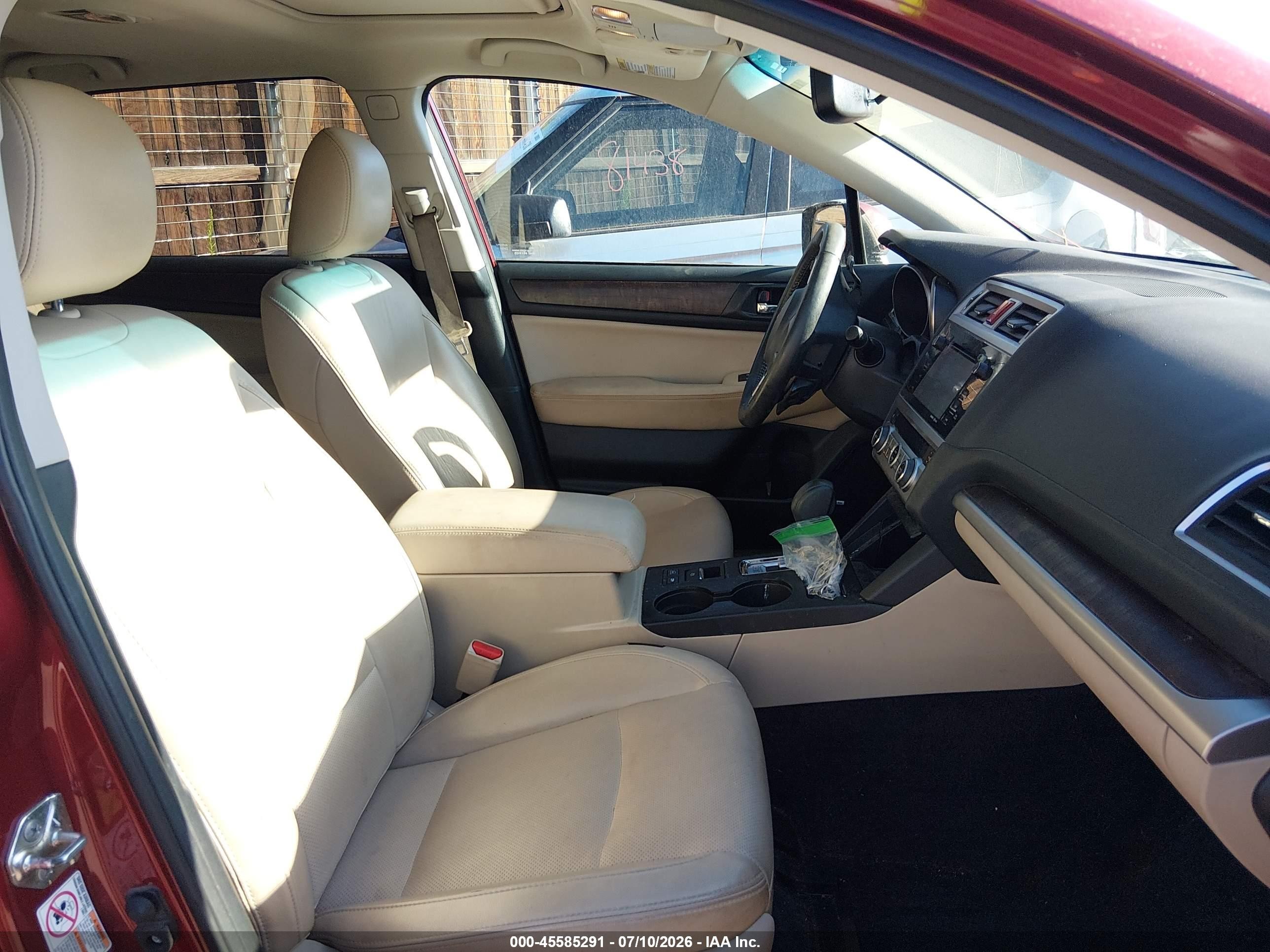 2015 Subaru Outback 3.6r Limited Red vin: 4S4BSELC7F3262221