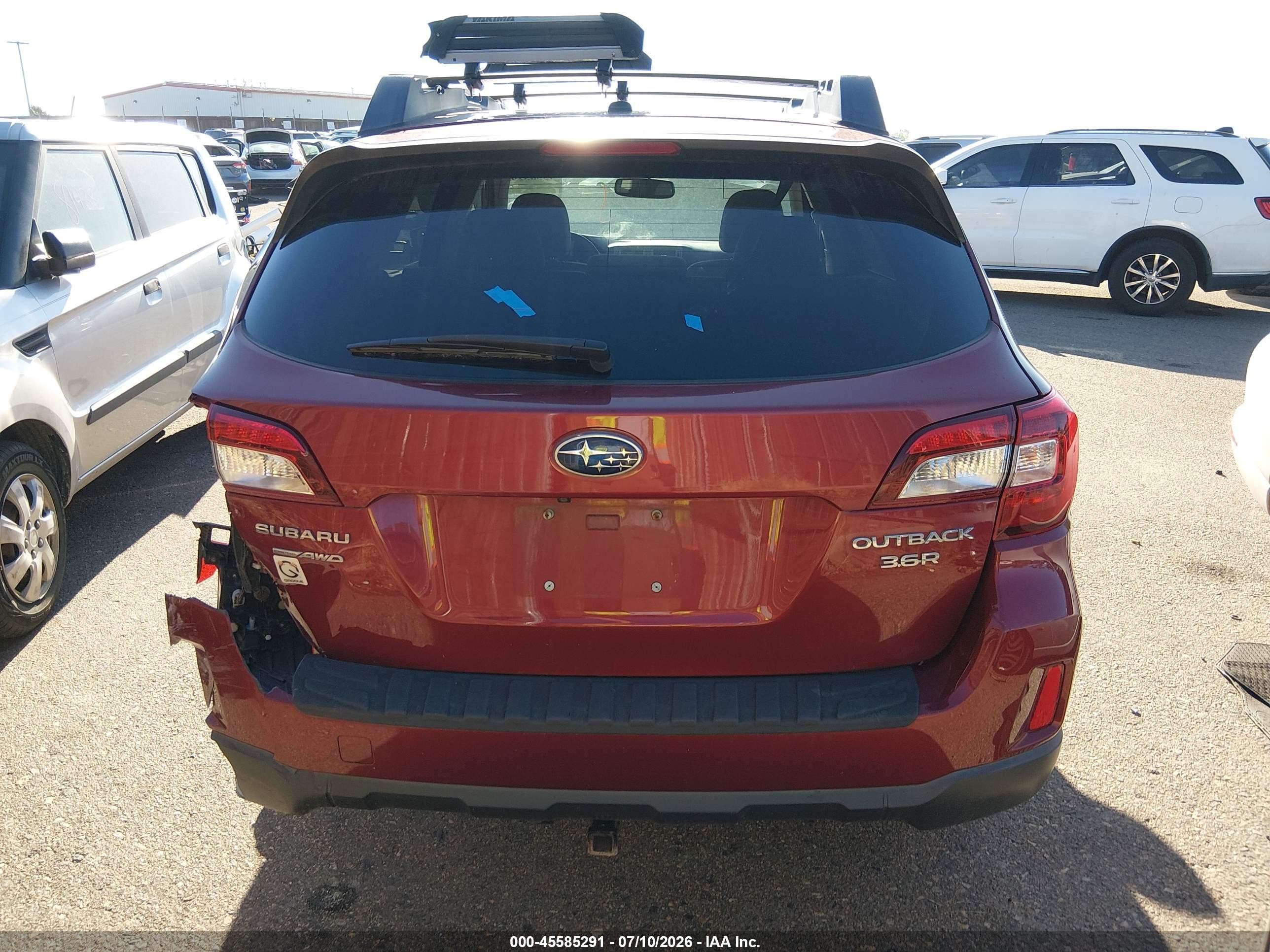 2015 Subaru Outback 3.6r Limited Red vin: 4S4BSELC7F3262221