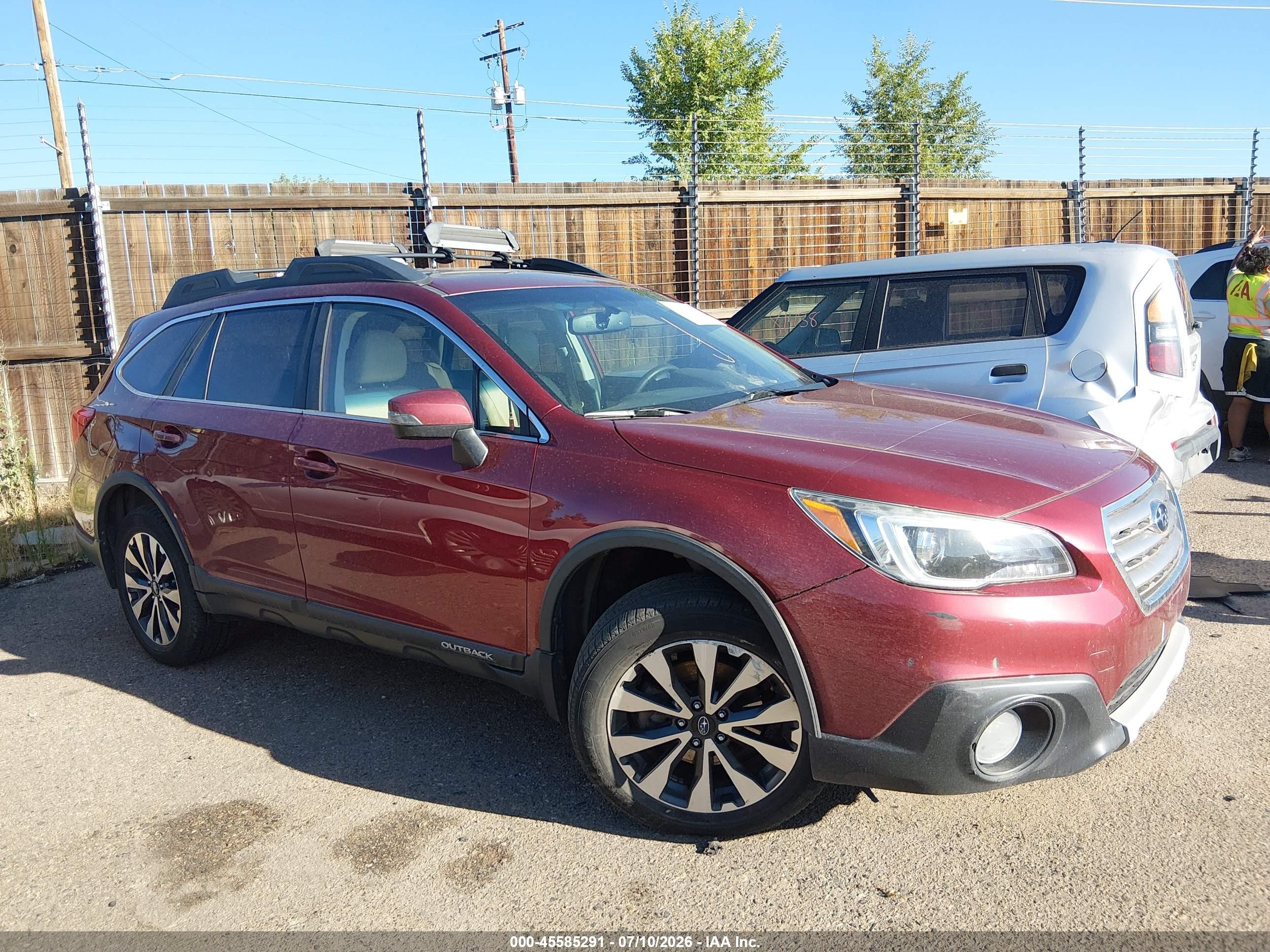 2015 Subaru Outback 3.6r Limited Red vin: 4S4BSELC7F3262221