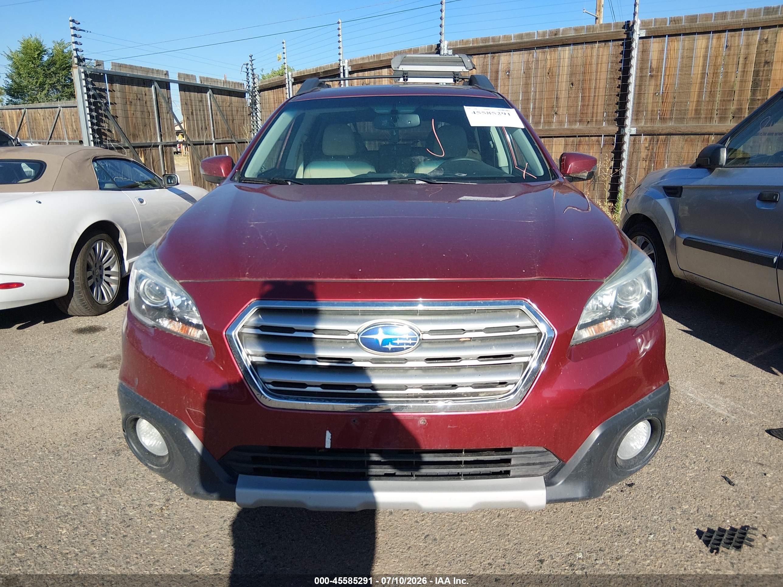 2015 Subaru Outback 3.6r Limited Red vin: 4S4BSELC7F3262221