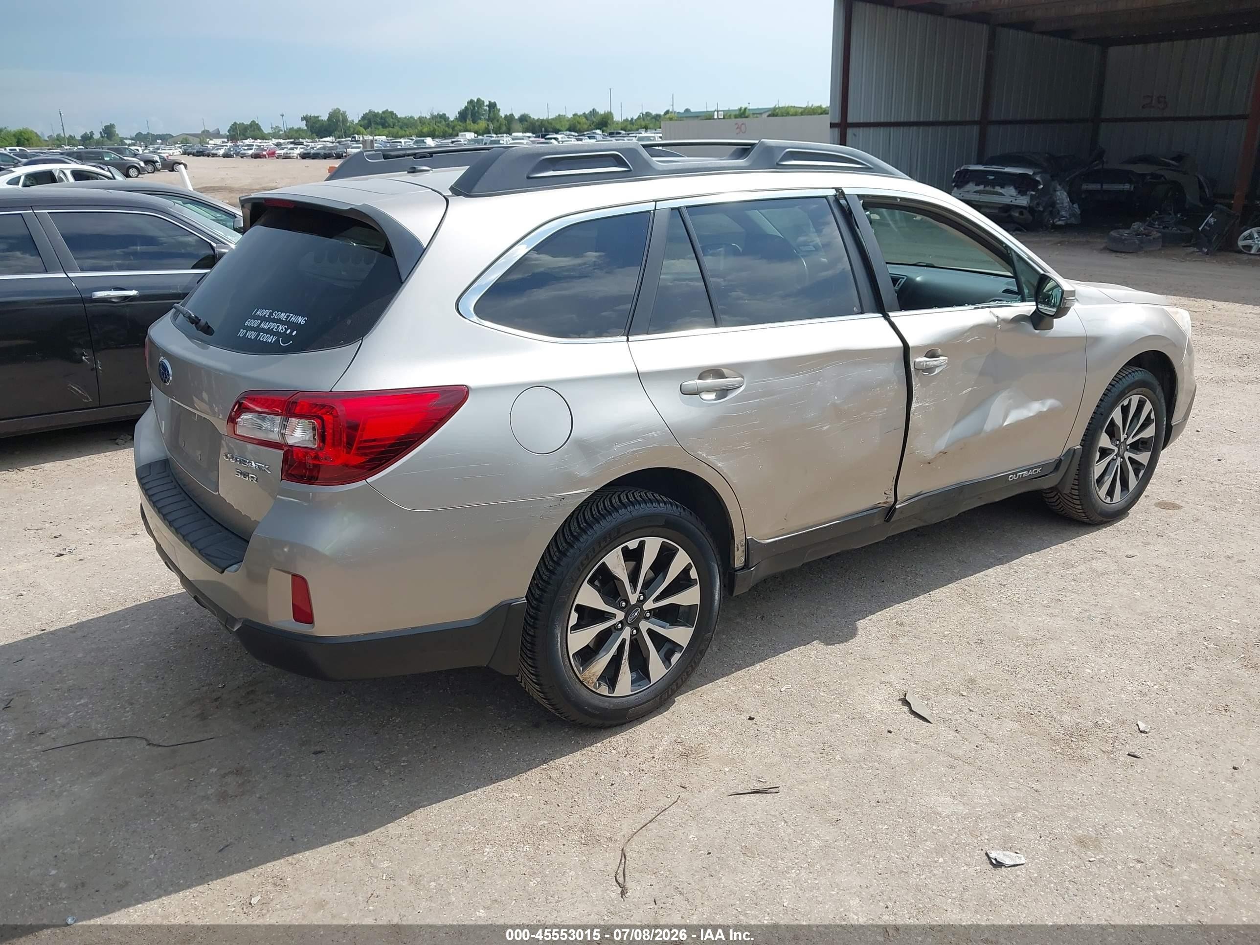 2015 Subaru Outback 3.6r Limited Gray vin: 4S4BSENC0F3353098