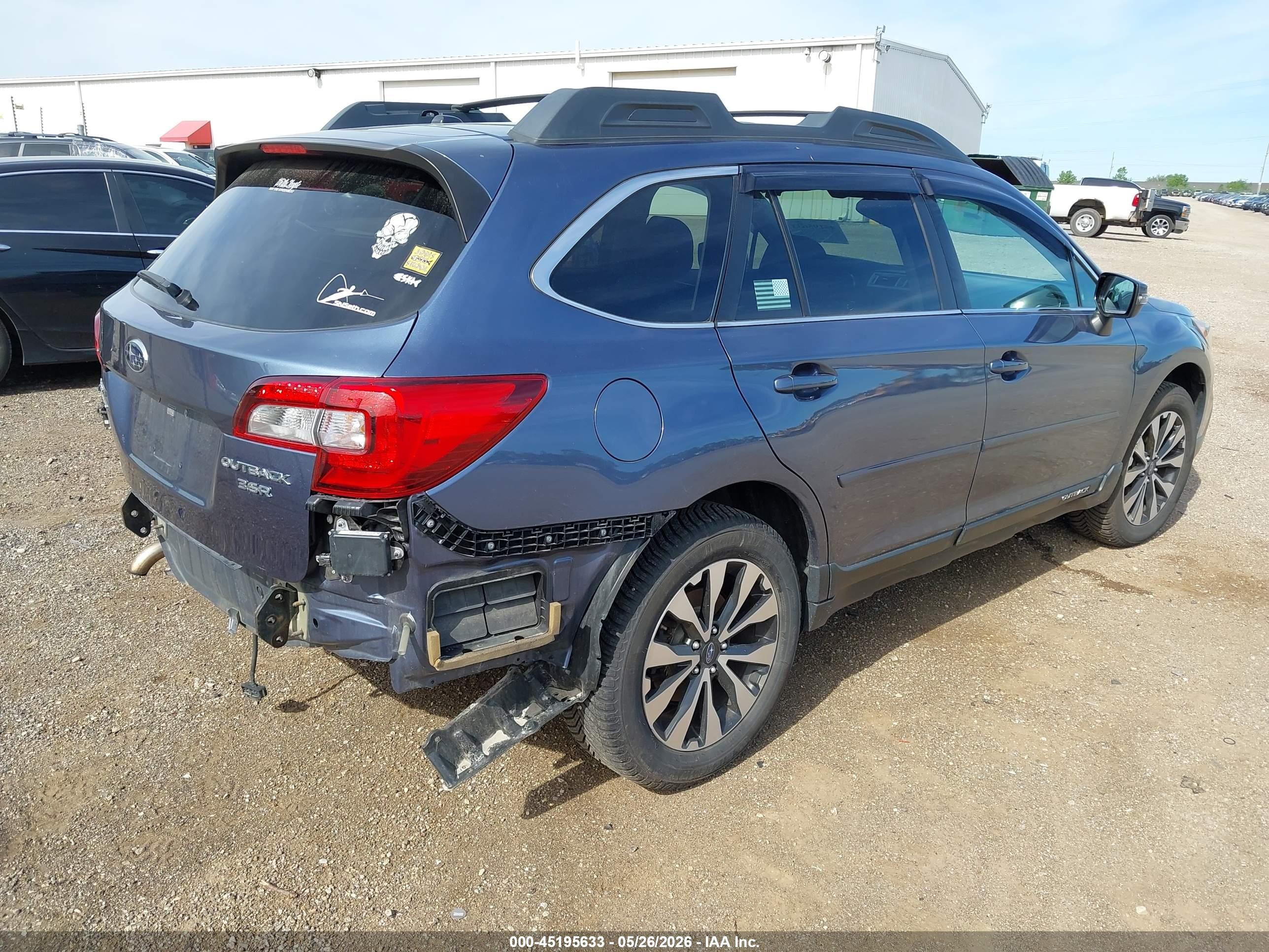 2015 Subaru Outback 3.6r Limited Blue vin: 4S4BSENC5F3288359