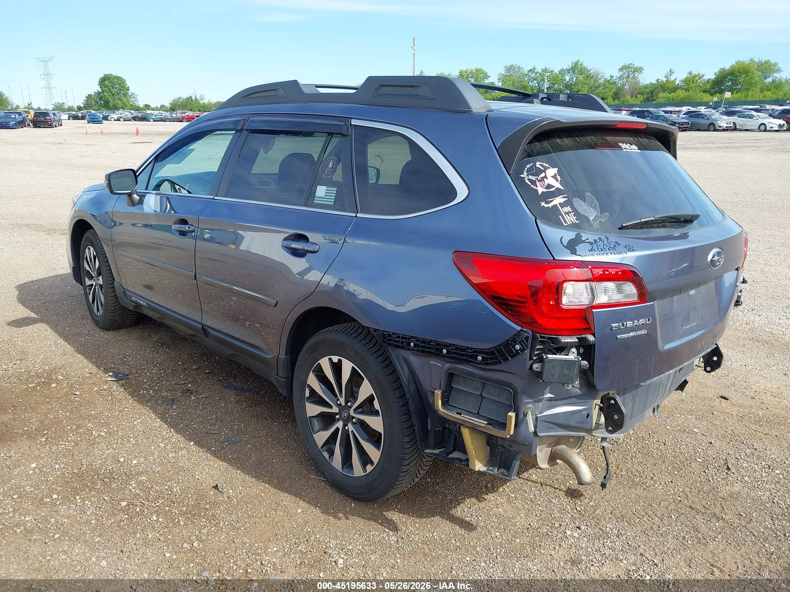 2015 Subaru Outback 3.6r Limited Blue vin: 4S4BSENC5F3288359