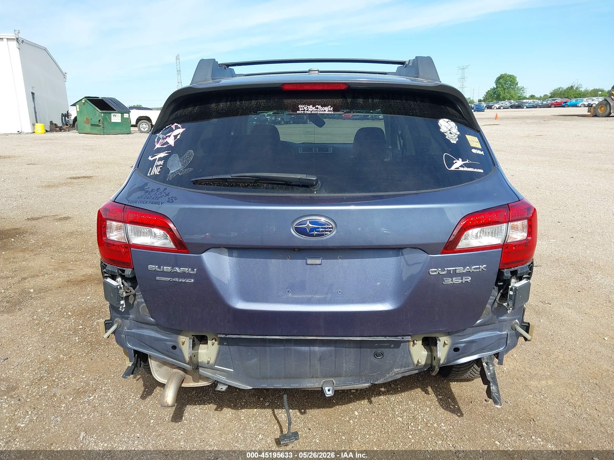 2015 Subaru Outback 3.6r Limited Blue vin: 4S4BSENC5F3288359