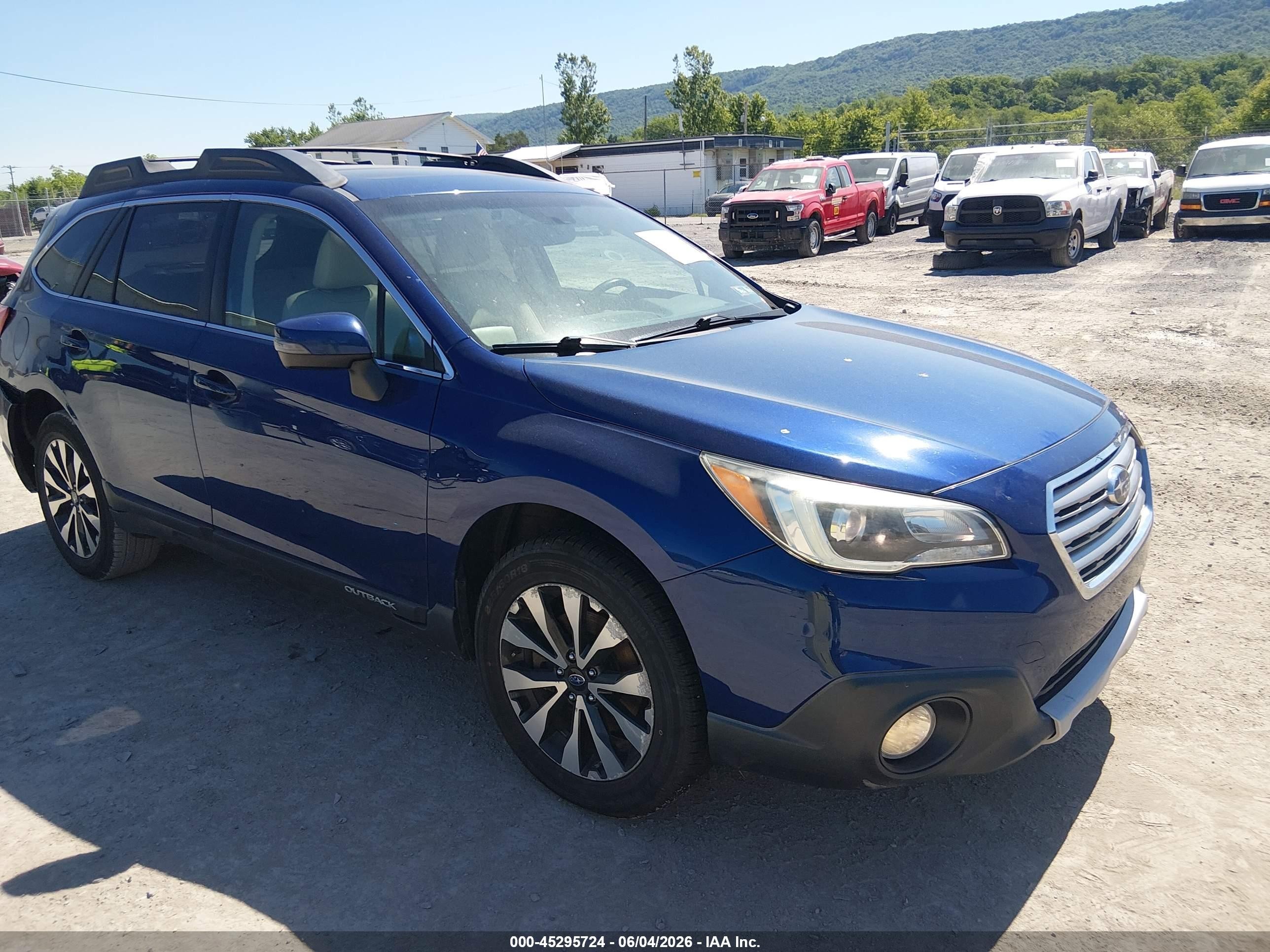 2015 Subaru Outback 3.6r Limited Blue vin: 4S4BSENC6F3336175